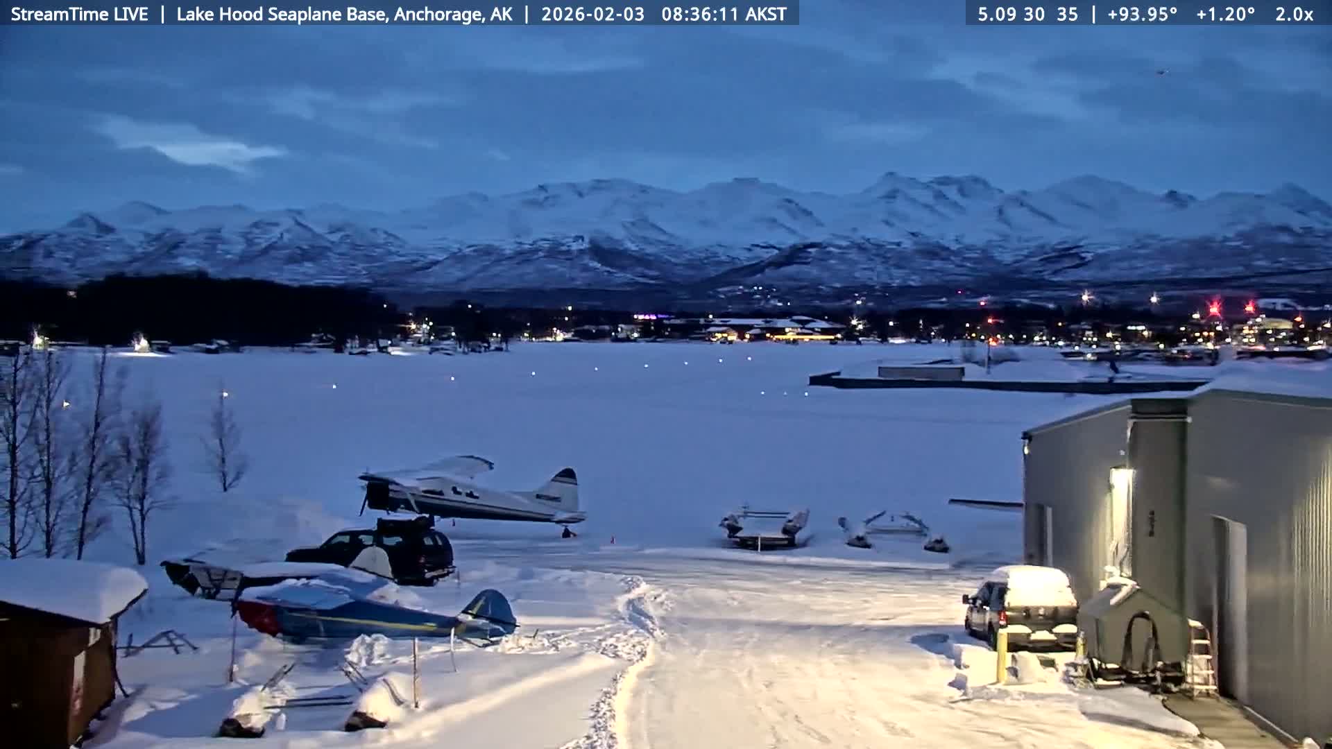 Anchorage, Lake Hood Seaplane Base / Ted Stevens International Airport Live Cam ANC / PANC - Turnagain, Anchorage, Alaska, USA