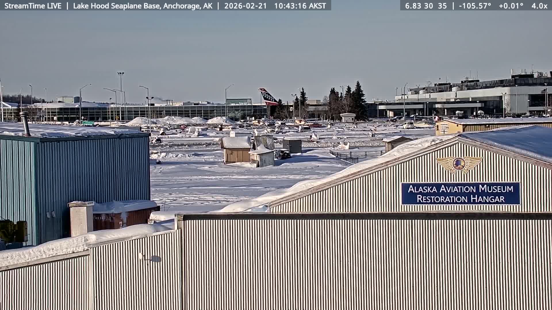 Anchorage, Lake Hood Seaplane Base / Ted Stevens International Airport Live Cam ANC / PANC - Turnagain, Anchorage, Alaska, USA