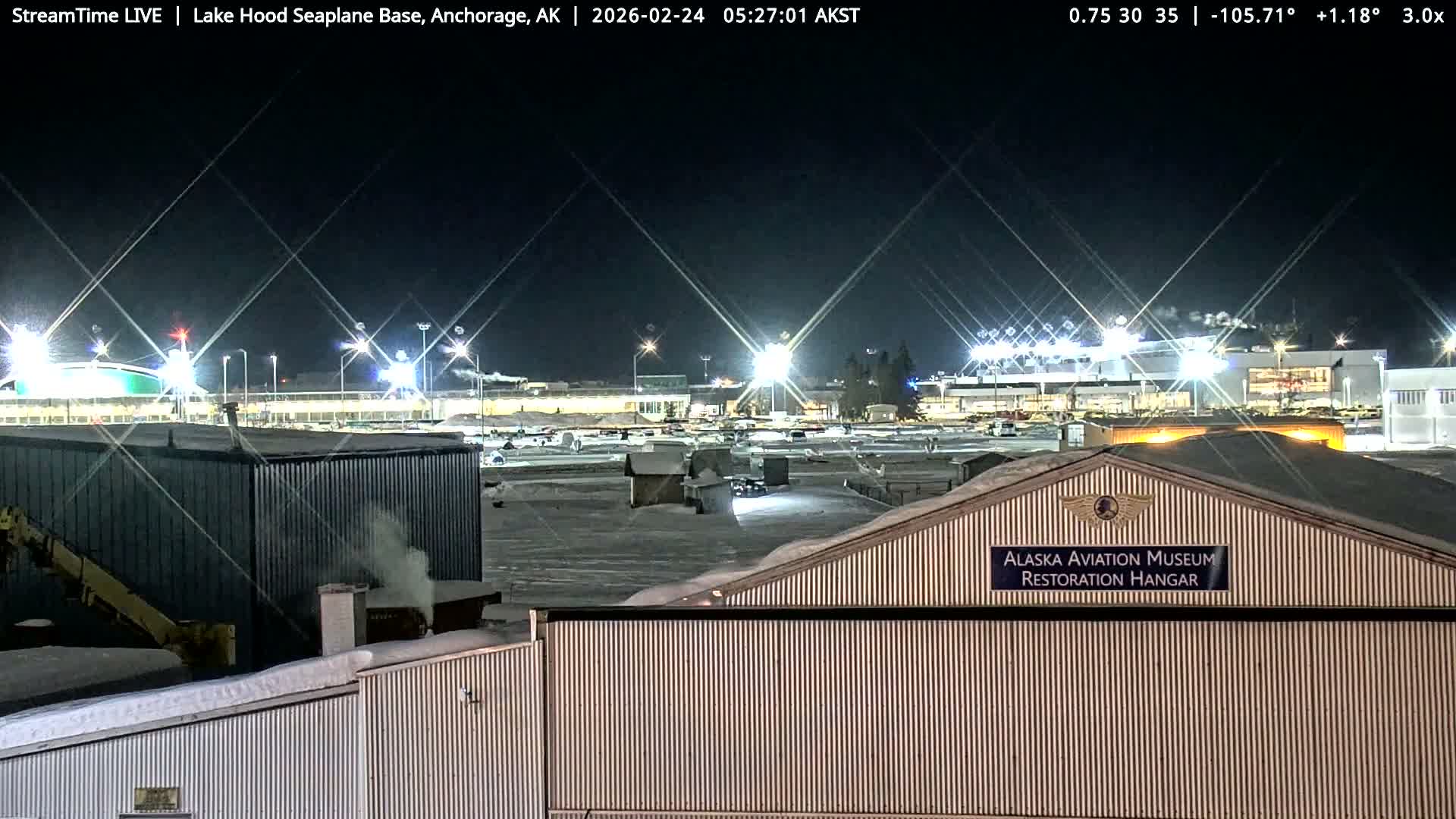 Anchorage, Lake Hood Seaplane Base / Ted Stevens International Airport Live Cam ANC / PANC - Turnagain, Anchorage, Alaska, USA