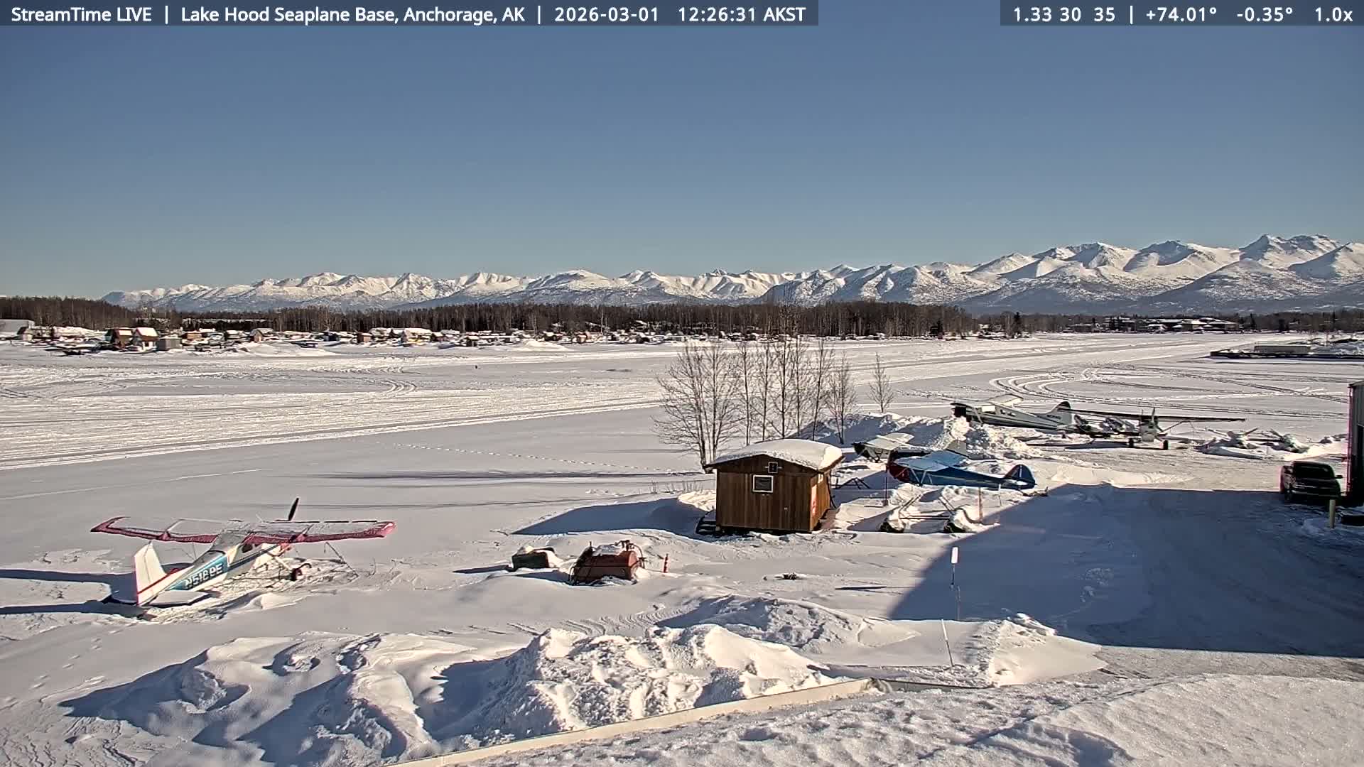 Anchorage, Lake Hood Seaplane Base / Ted Stevens International Airport Live Cam ANC / PANC - Turnagain, Anchorage, Alaska, USA