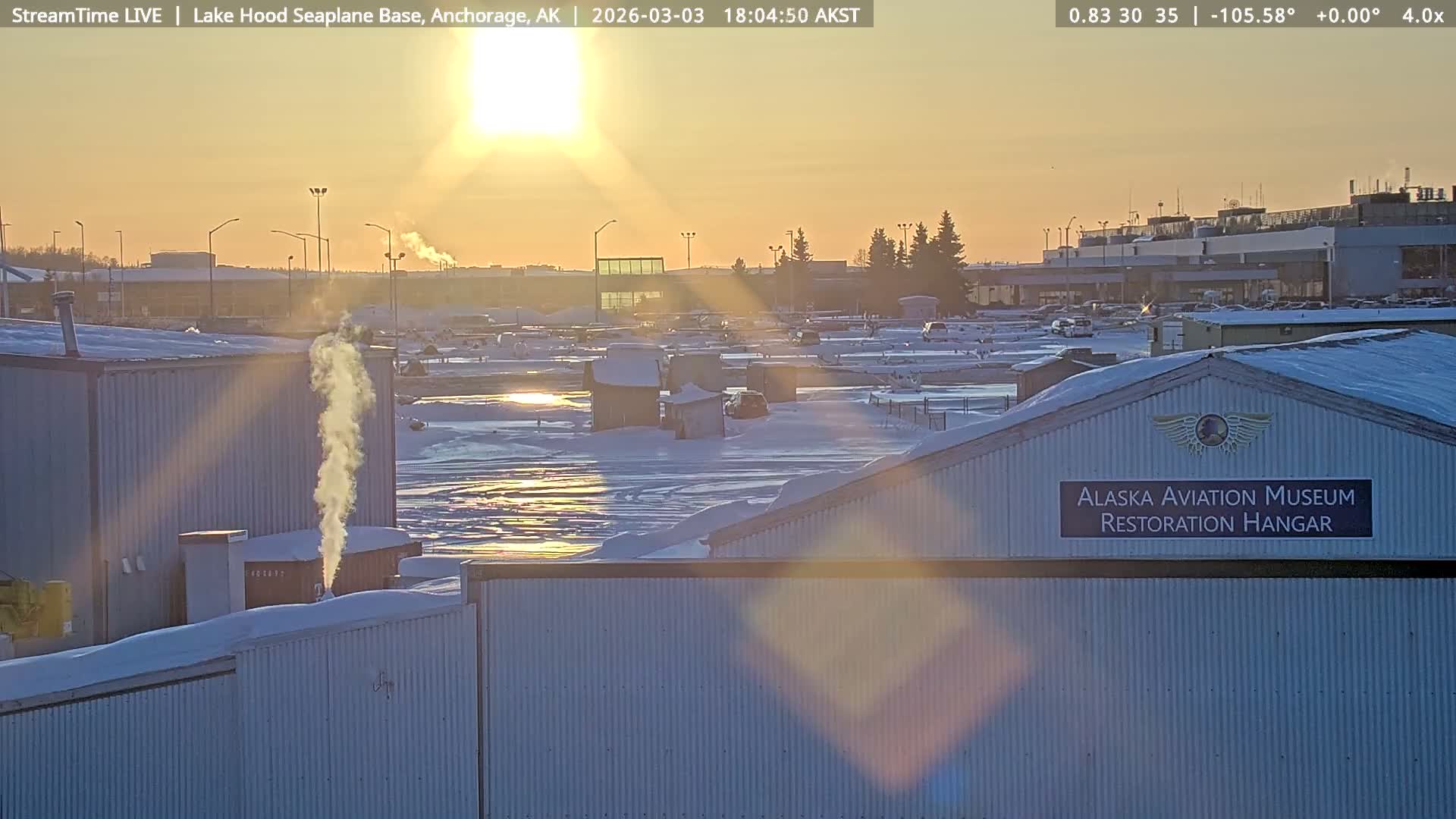 Anchorage, Lake Hood Seaplane Base / Ted Stevens International Airport Live Cam ANC / PANC - Turnagain, Anchorage, Alaska, USA