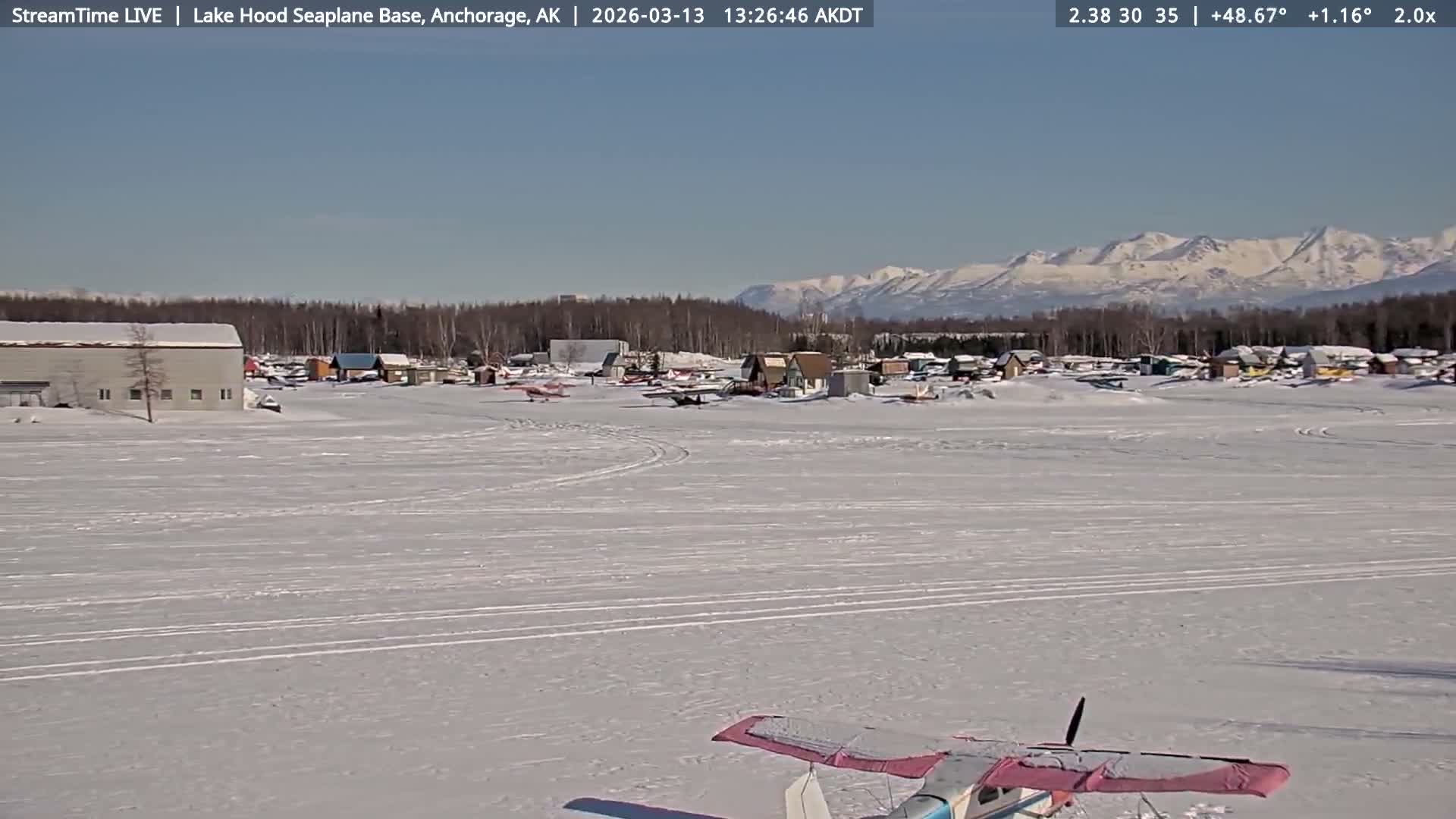 Anchorage, Lake Hood Seaplane Base / Ted Stevens International Airport Live Cam ANC / PANC - Turnagain, Anchorage, Alaska, USA