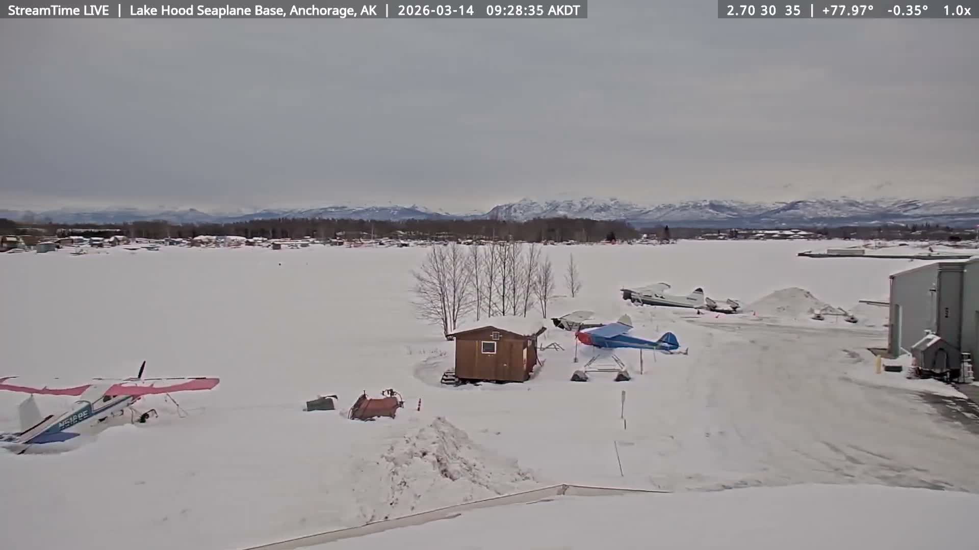 Anchorage, Lake Hood Seaplane Base / Ted Stevens International Airport Live Cam ANC / PANC - Turnagain, Anchorage, Alaska, USA