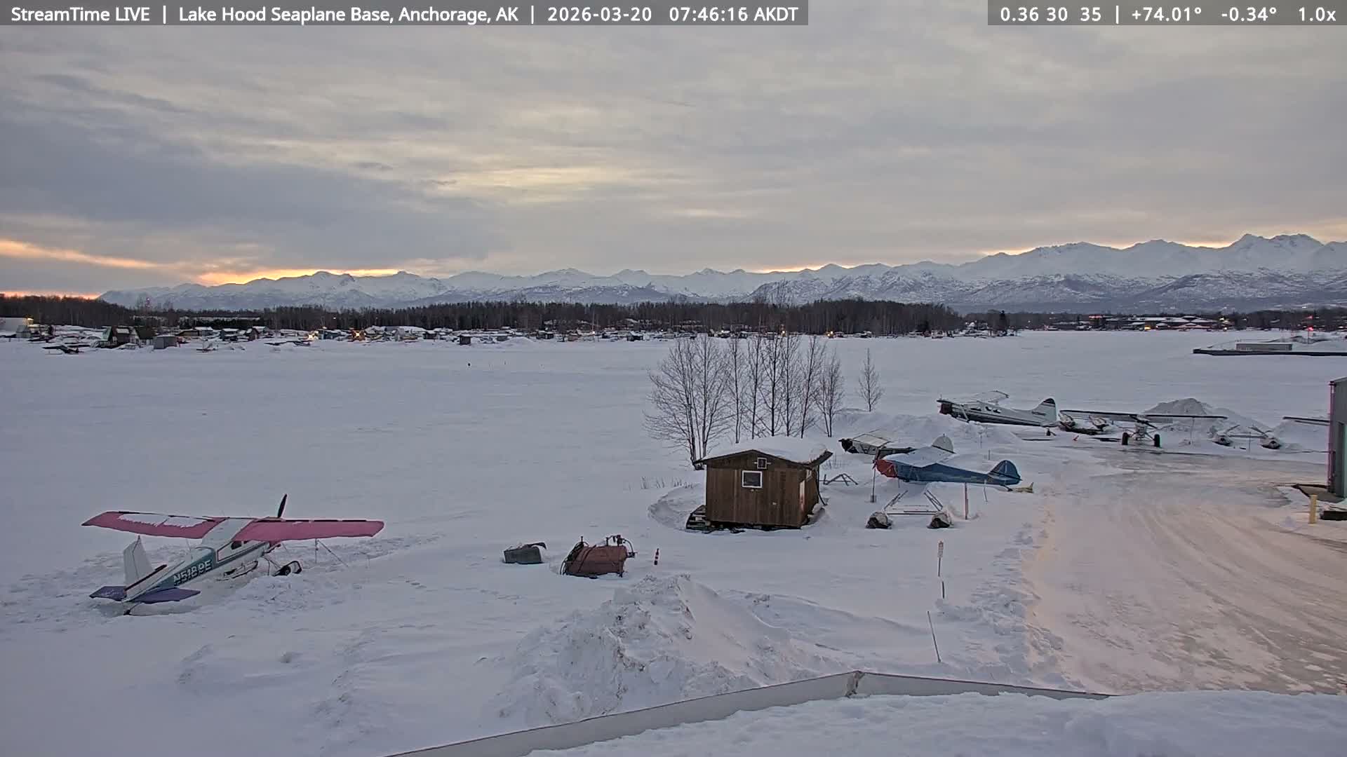 Anchorage, Lake Hood Seaplane Base / Ted Stevens International Airport Live Cam ANC / PANC - Turnagain, Anchorage, Alaska, USA