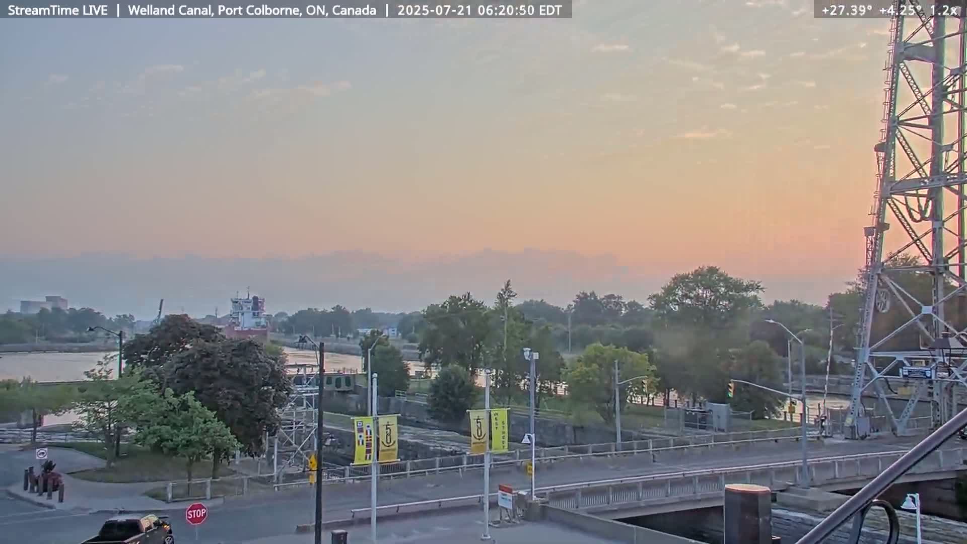 Port Colborne City, Welland Canal & Bridge 21 Live Cam - Port Colborne, Niagara, Ontario, Canada