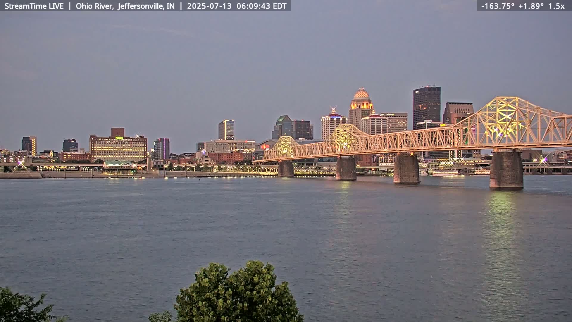 Louisville (Kentucky) & Ohio River from Jeffersonville Live Cam from - Jeffersonville, Clark, Indiana, USA