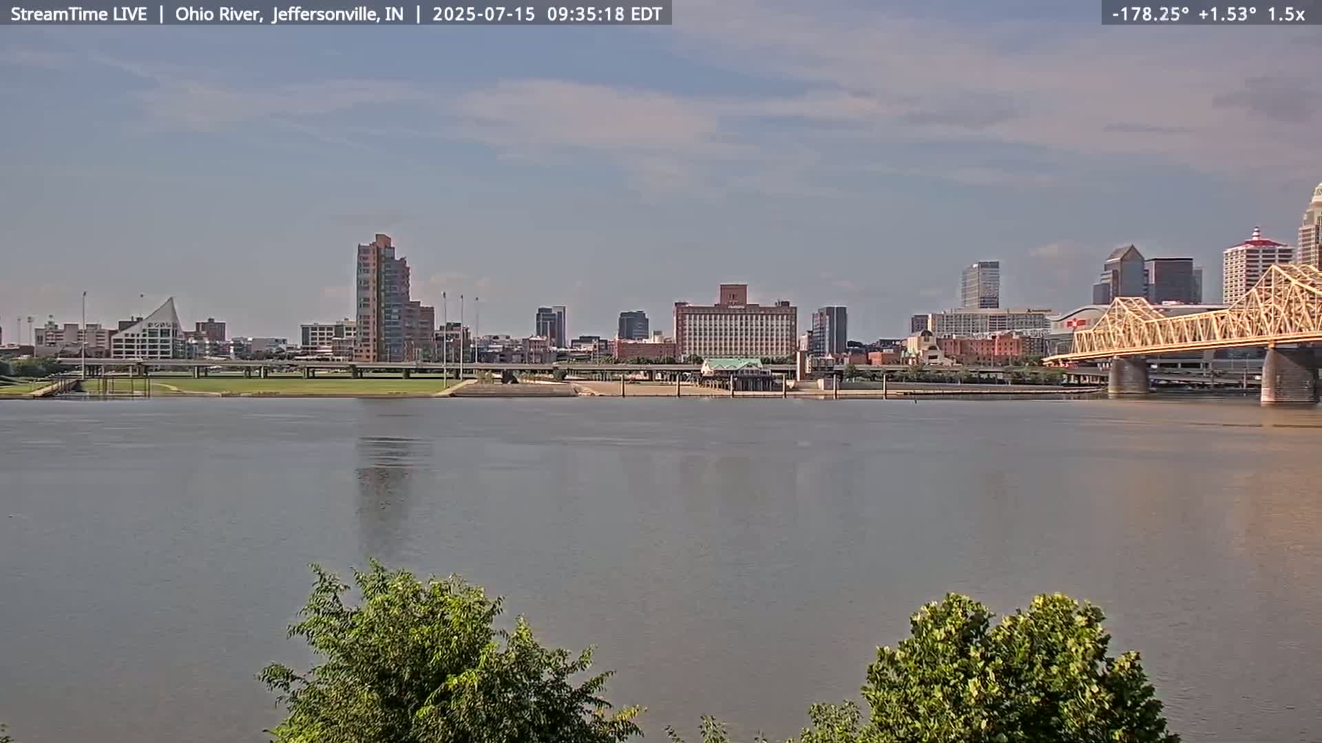 Louisville (Kentucky) & Ohio River from Jeffersonville Live Cam from - Jeffersonville, Clark, Indiana, USA