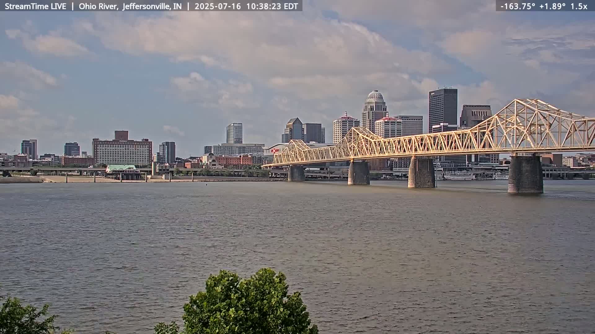 Louisville (Kentucky) & Ohio River from Jeffersonville Live Cam from - Jeffersonville, Clark, Indiana, USA