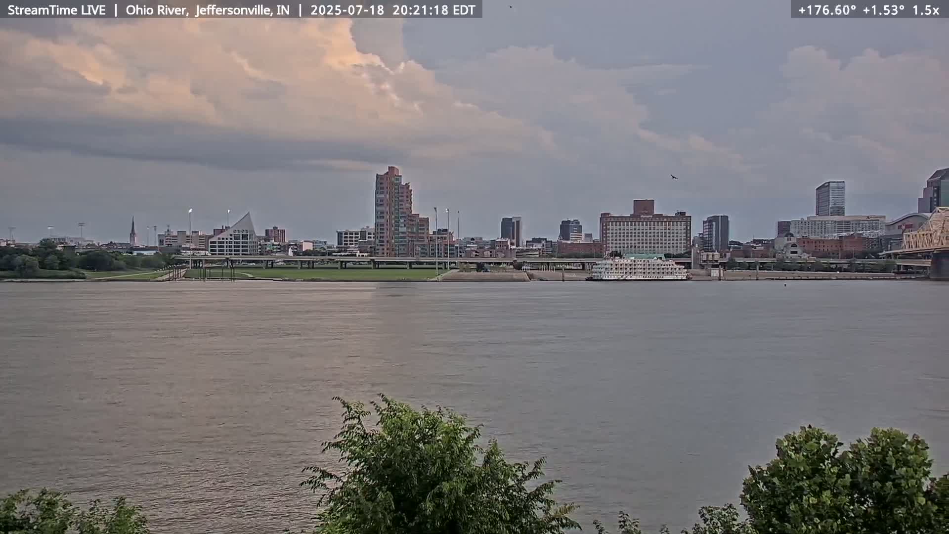 Louisville (Kentucky) & Ohio River from Jeffersonville Live Cam from - Jeffersonville, Clark, Indiana, USA