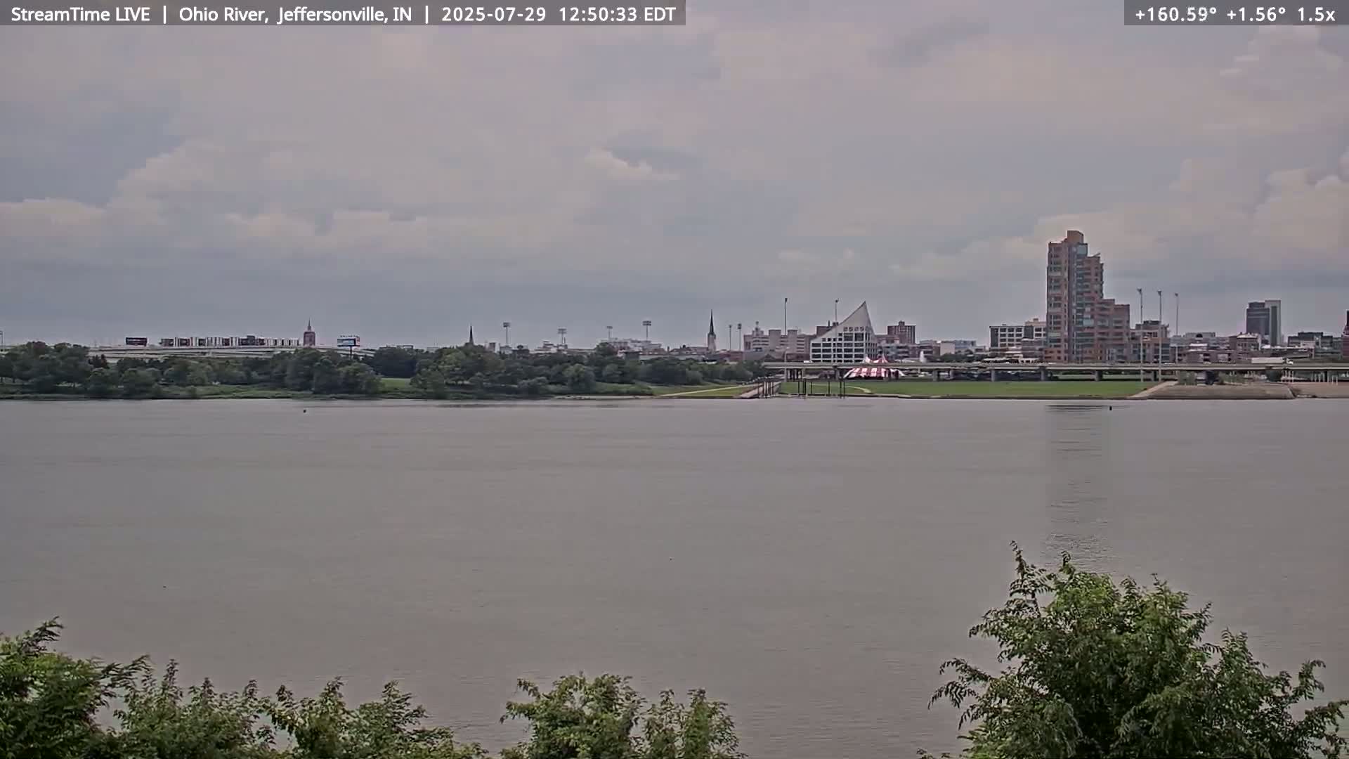 Louisville (Kentucky) & Ohio River from Jeffersonville Live Cam from - Jeffersonville, Clark, Indiana, USA