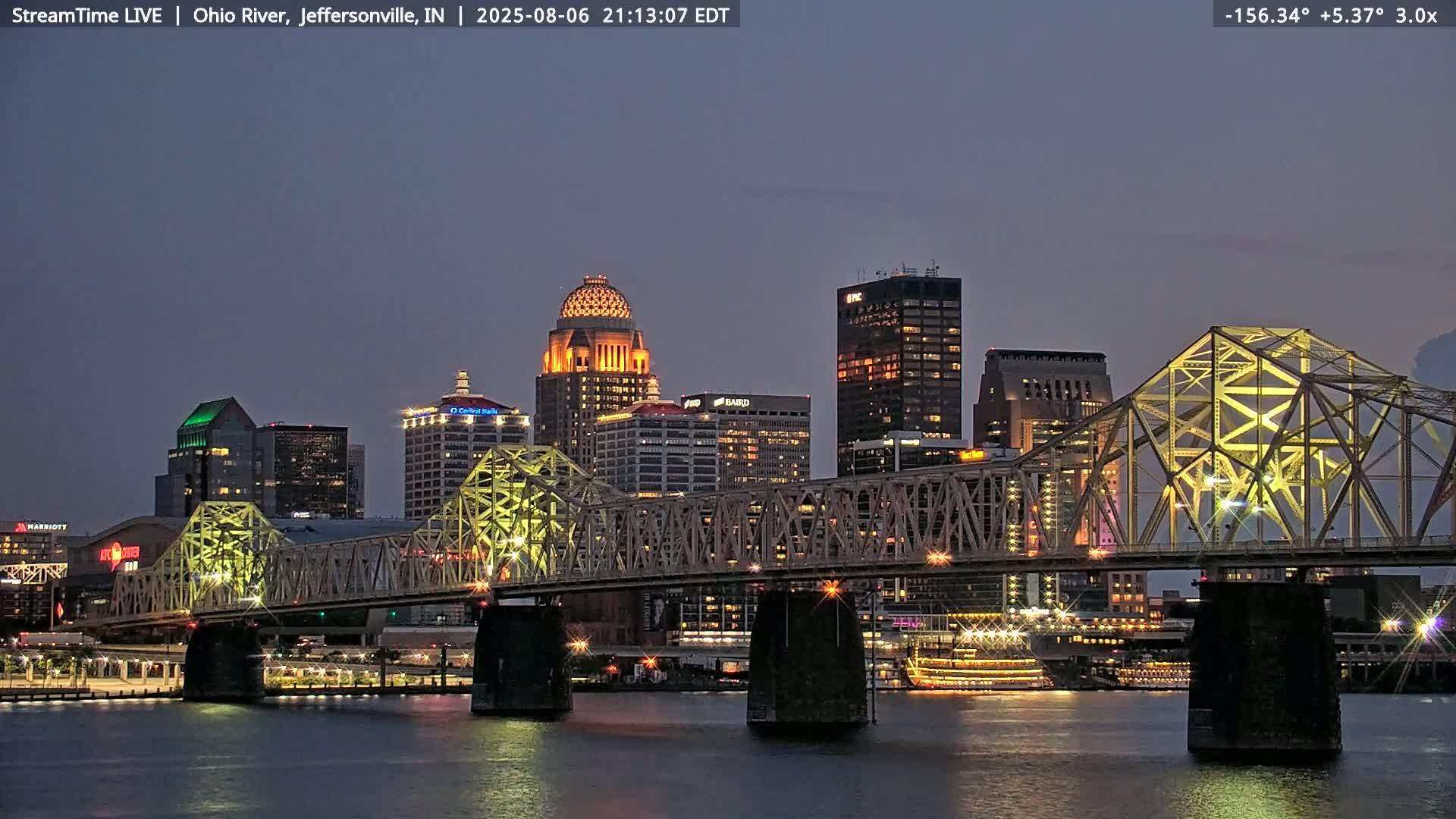 Louisville (Kentucky) & Ohio River from Jeffersonville Live Cam from - Jeffersonville, Clark, Indiana, USA