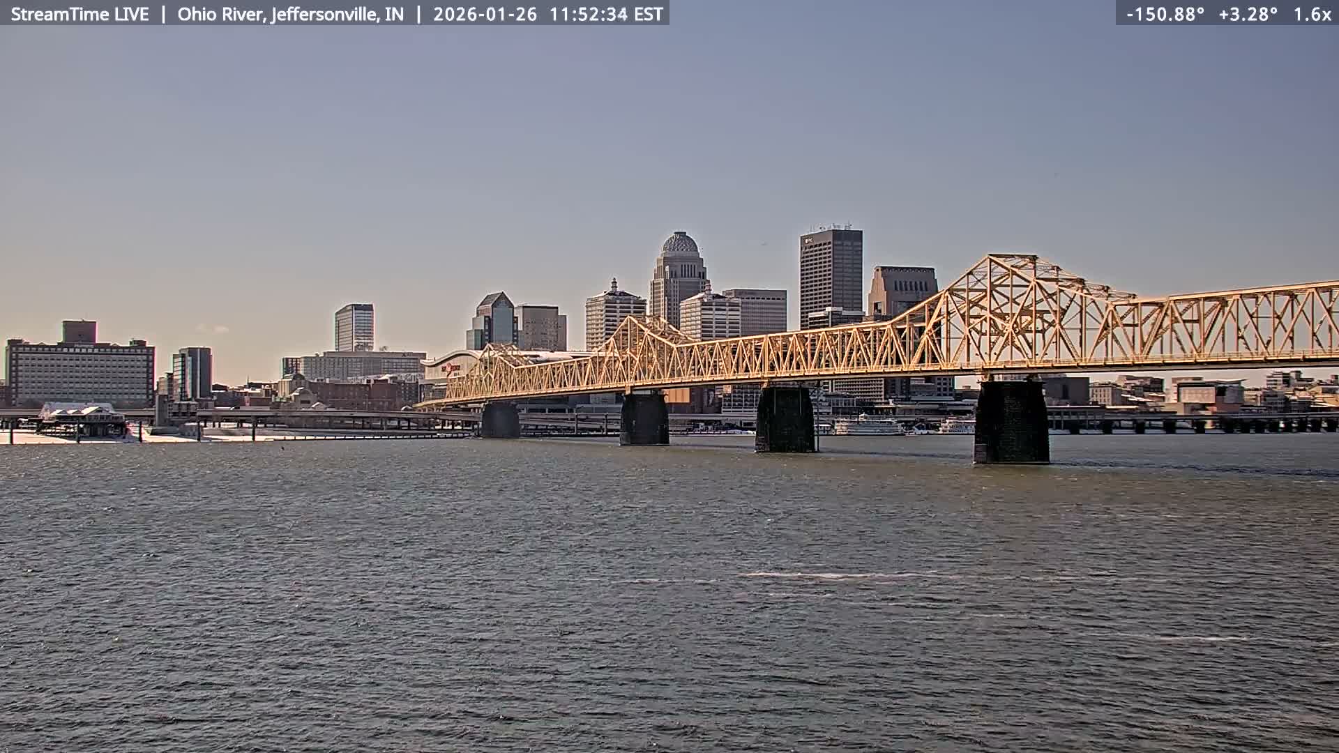 Louisville (Kentucky) & Ohio River from Jeffersonville Live Cam from - Jeffersonville, Clark, Indiana, USA