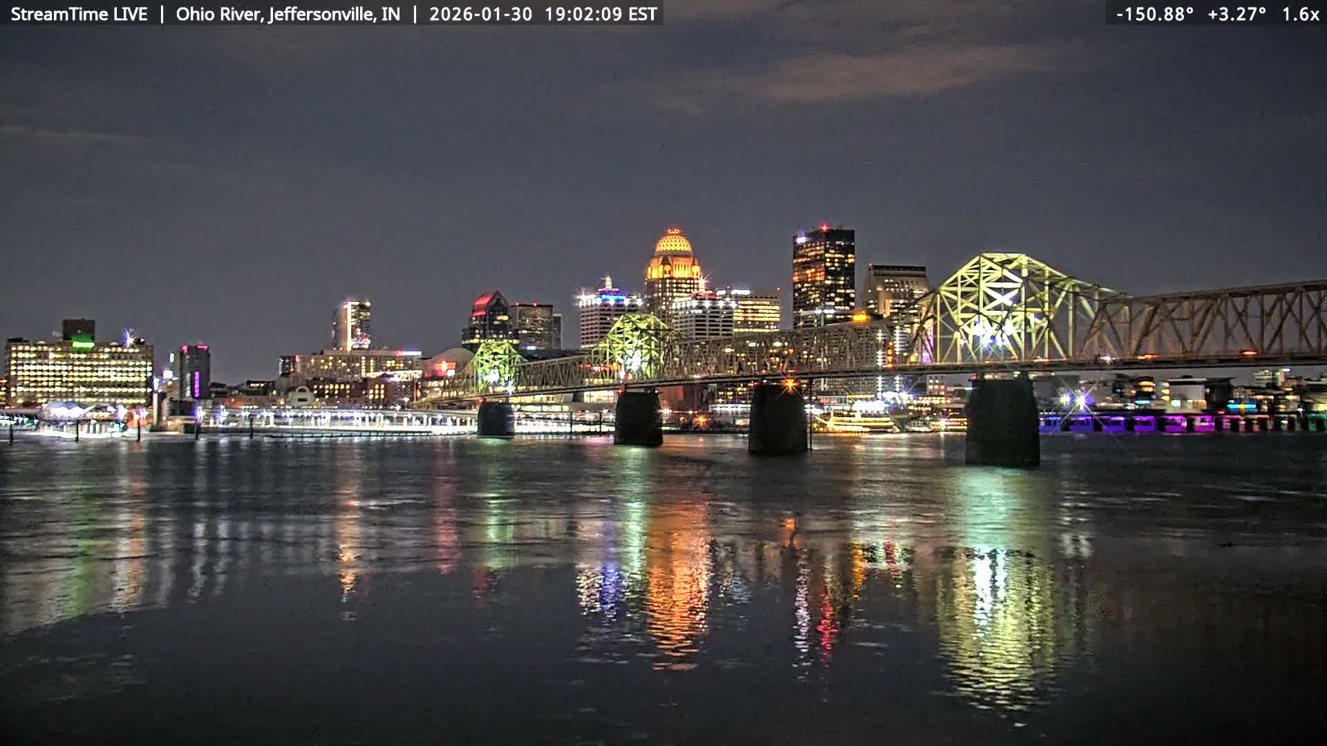 Louisville (Kentucky) & Ohio River from Jeffersonville Live Cam from - Jeffersonville, Clark, Indiana, USA