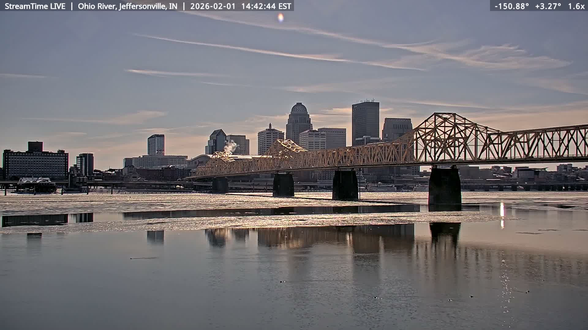 Louisville (Kentucky) & Ohio River from Jeffersonville Live Cam from - Jeffersonville, Clark, Indiana, USA
