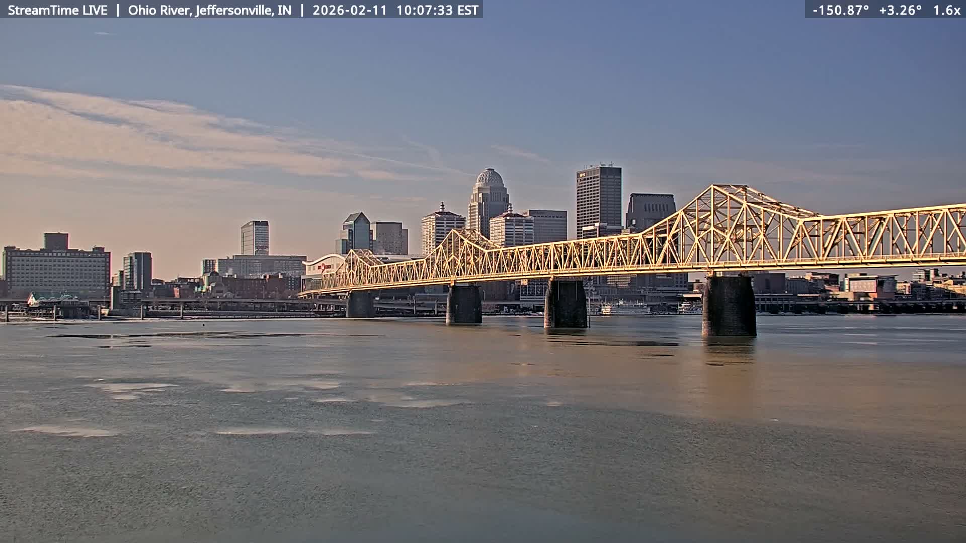 Louisville (Kentucky) & Ohio River from Jeffersonville Live Cam from - Jeffersonville, Clark, Indiana, USA