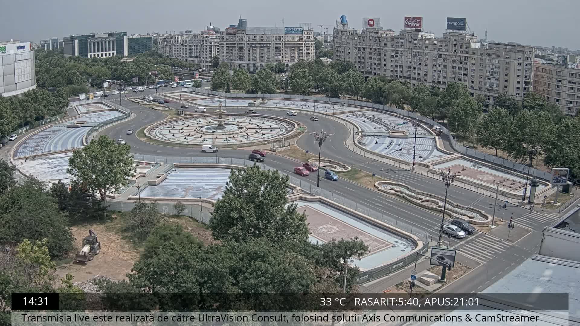 Bucharest from Piata Unirii Union Square Skyline Live Cam - Unirii, Sector 3, Bucharest, Romania