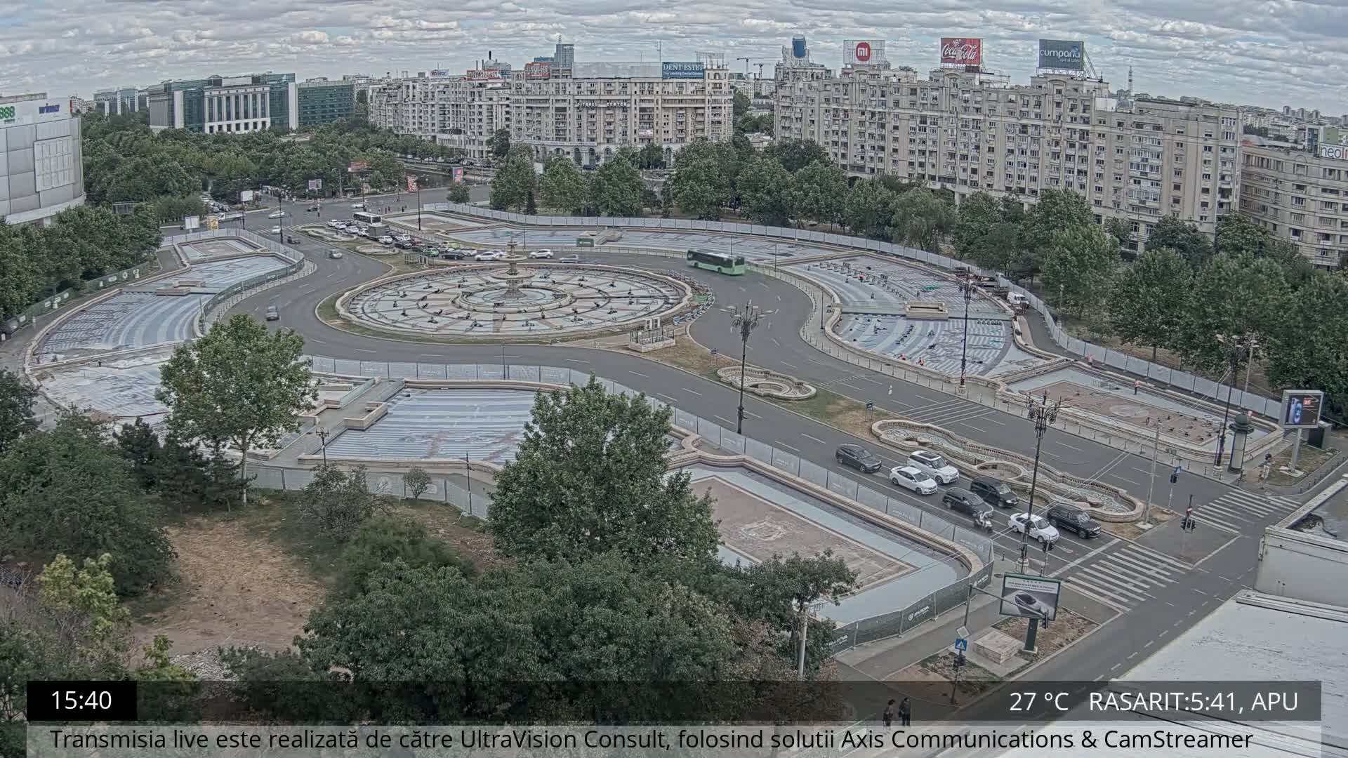 Bucharest from Piata Unirii Union Square Skyline Live Cam - Unirii, Sector 3, Bucharest, Romania