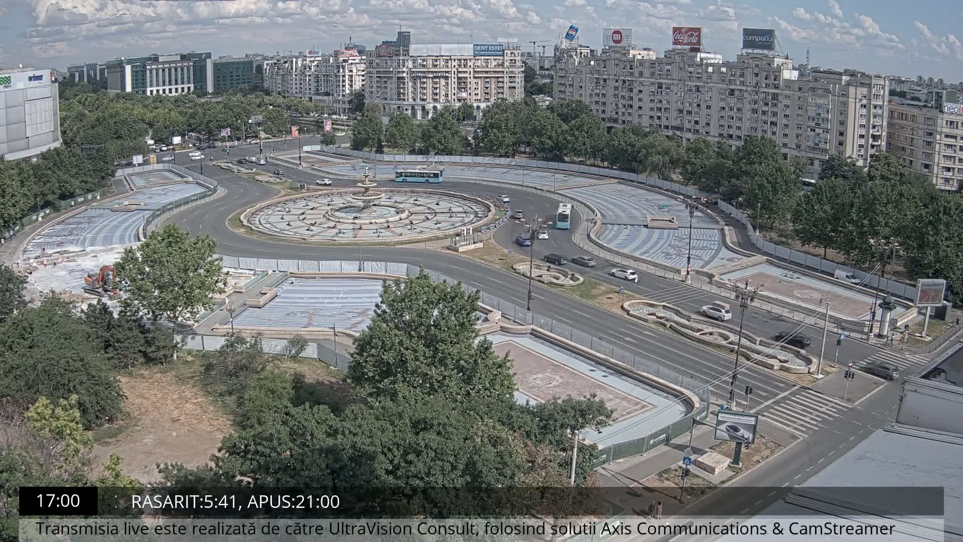 Bucharest from Piata Unirii Union Square Skyline Live Cam - Unirii, Sector 3, Bucharest, Romania