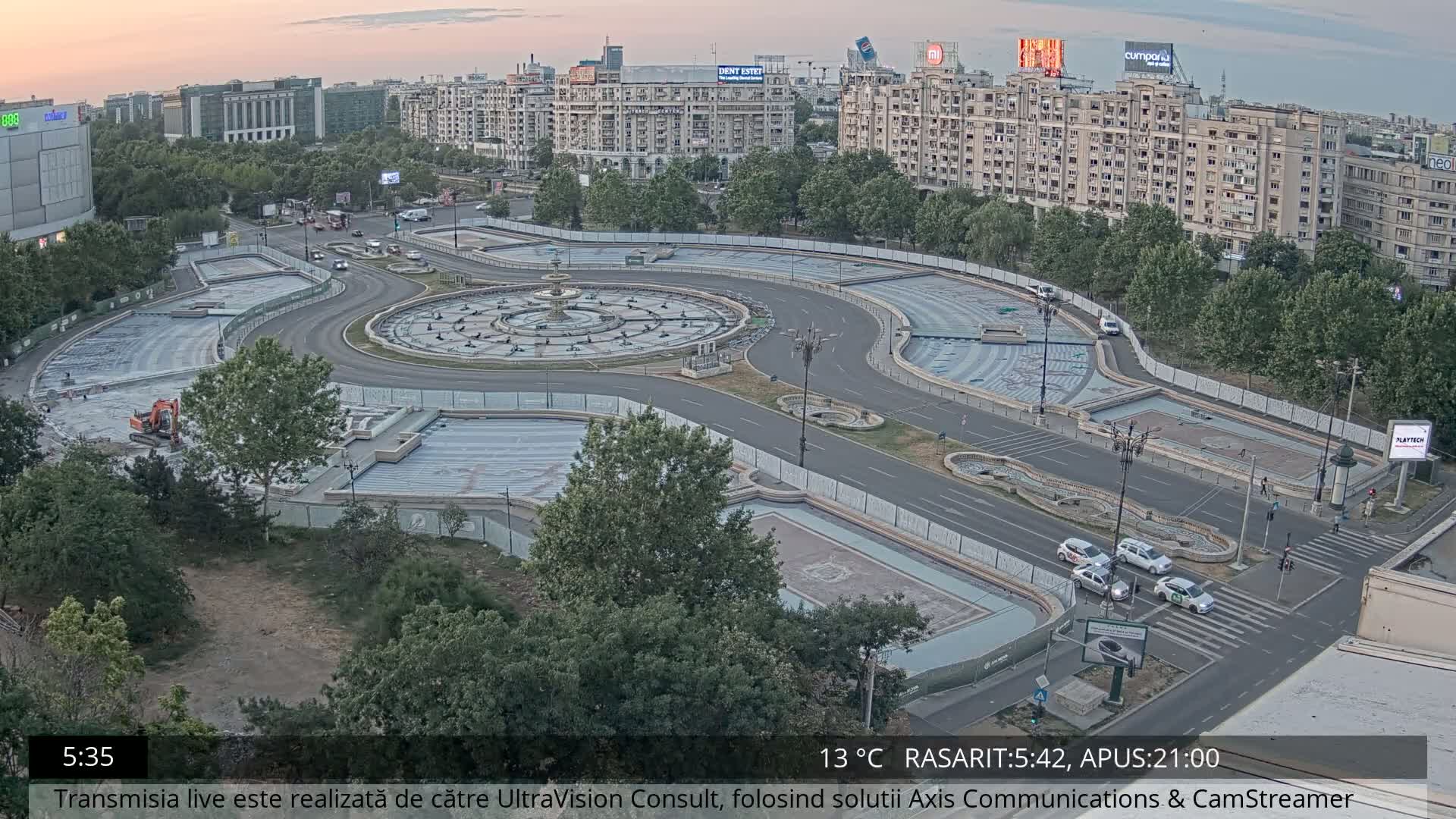 Bucharest from Piata Unirii Union Square Skyline Live Cam - Unirii, Sector 3, Bucharest, Romania