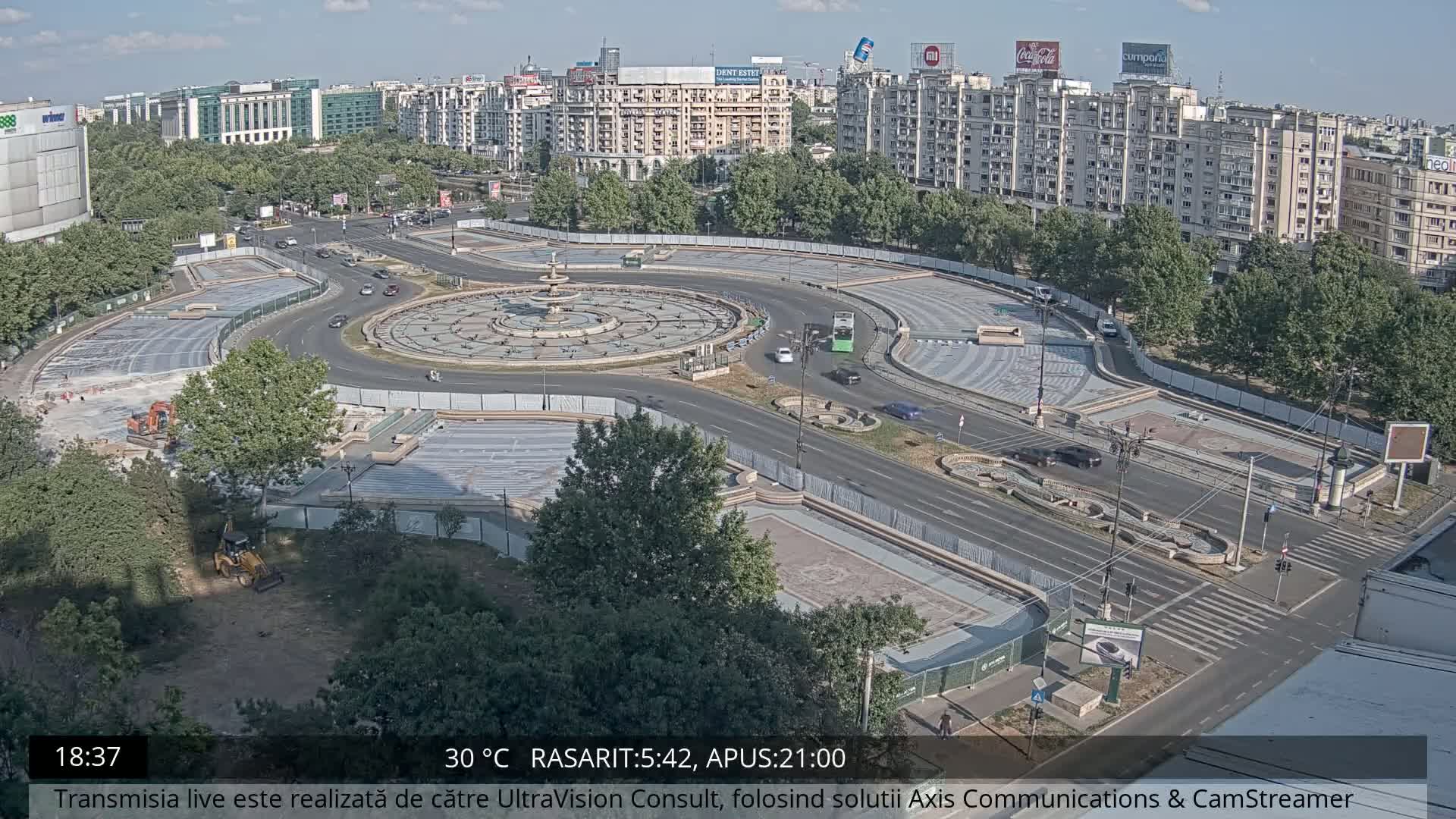 Bucharest from Piata Unirii Union Square Skyline Live Cam - Unirii, Sector 3, Bucharest, Romania