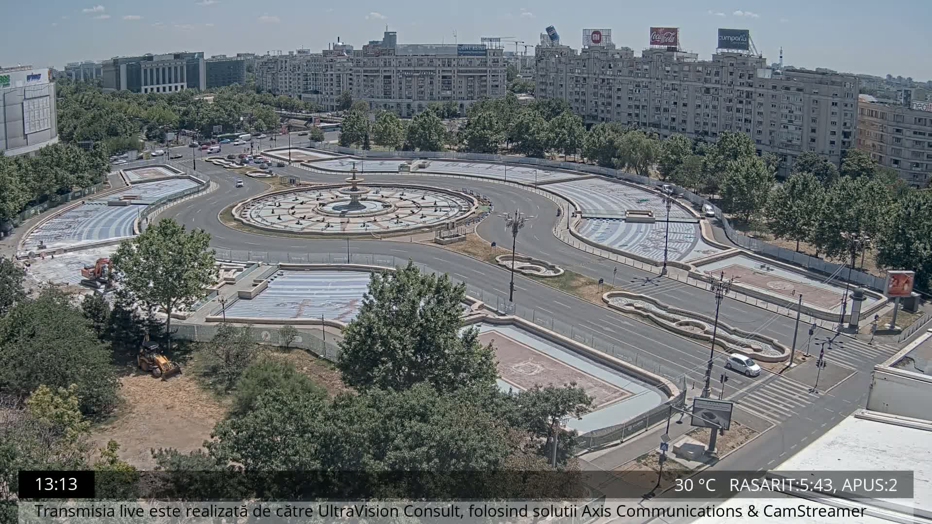 Bucharest from Piata Unirii Union Square Skyline Live Cam - Unirii, Sector 3, Bucharest, Romania