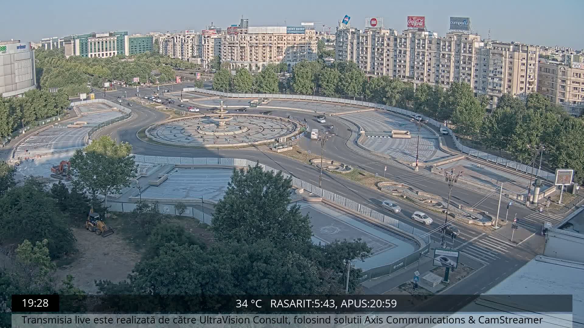 Bucharest from Piata Unirii Union Square Skyline Live Cam - Unirii, Sector 3, Bucharest, Romania