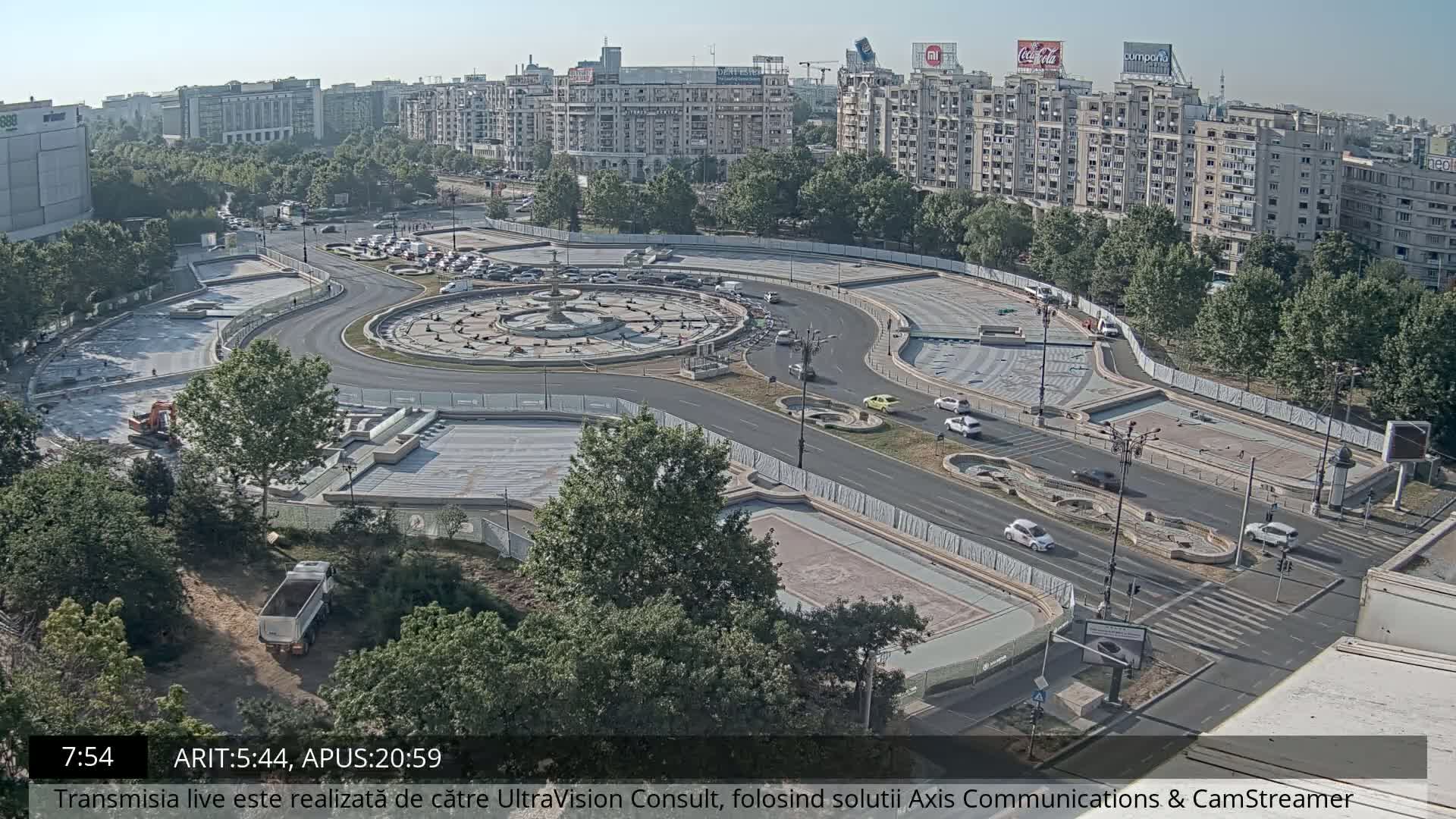 Bucharest from Piata Unirii Union Square Skyline Live Cam - Unirii, Sector 3, Bucharest, Romania