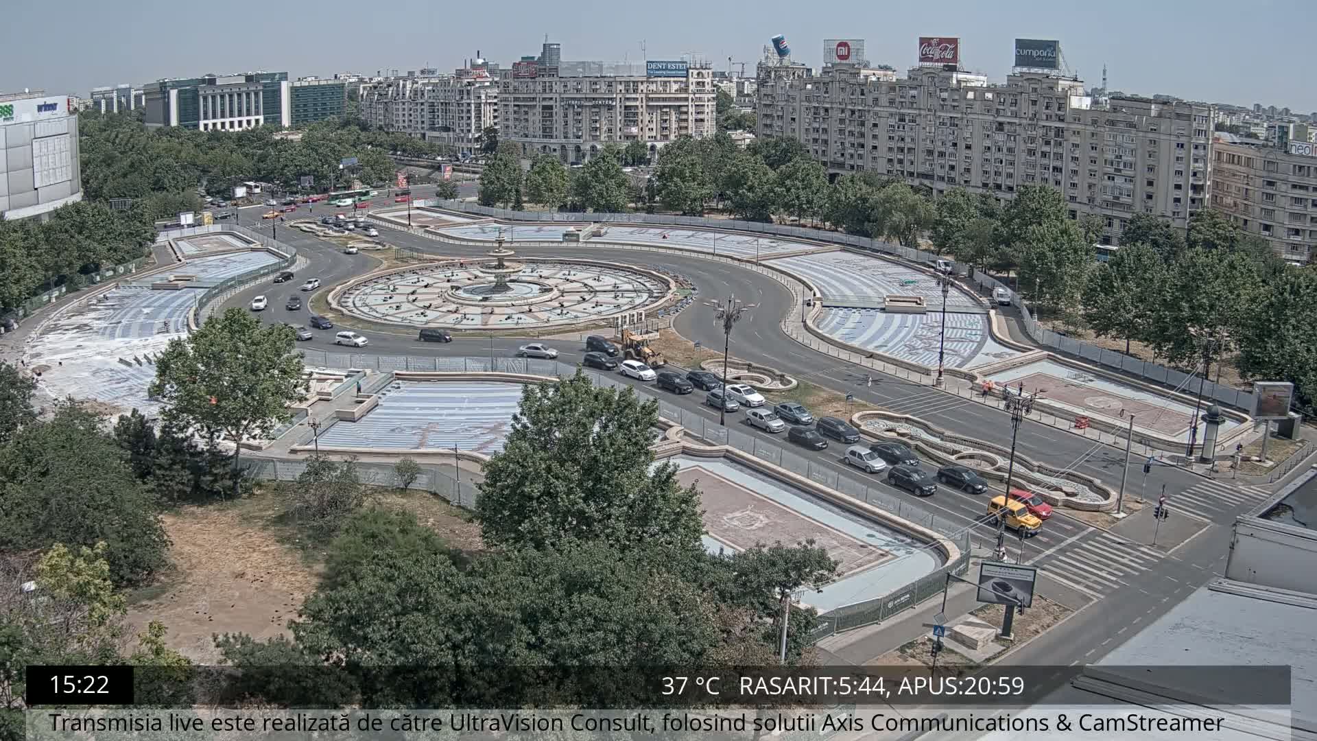 Bucharest from Piata Unirii Union Square Skyline Live Cam - Unirii, Sector 3, Bucharest, Romania