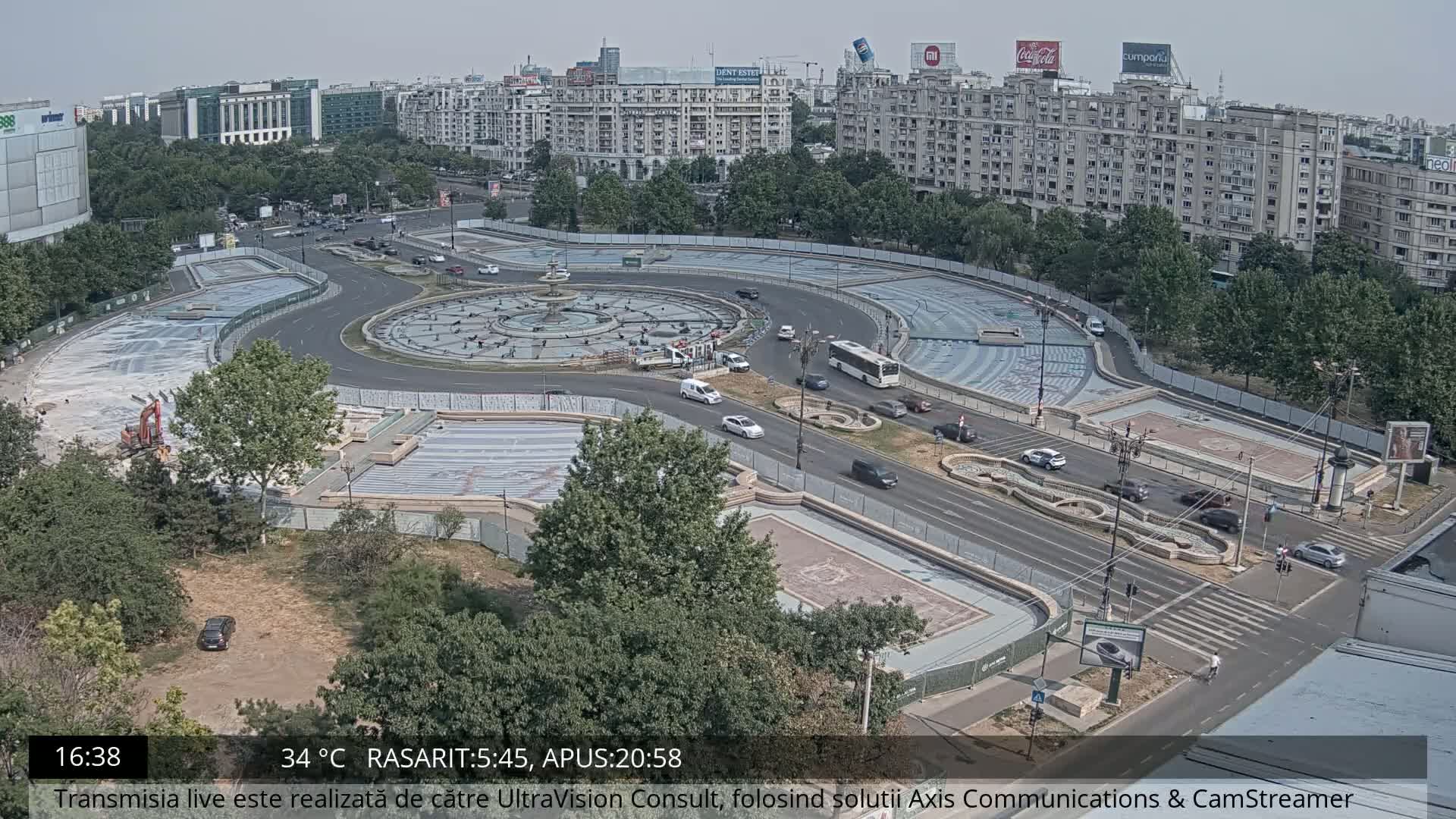 Bucharest from Piata Unirii Union Square Skyline Live Cam - Unirii, Sector 3, Bucharest, Romania