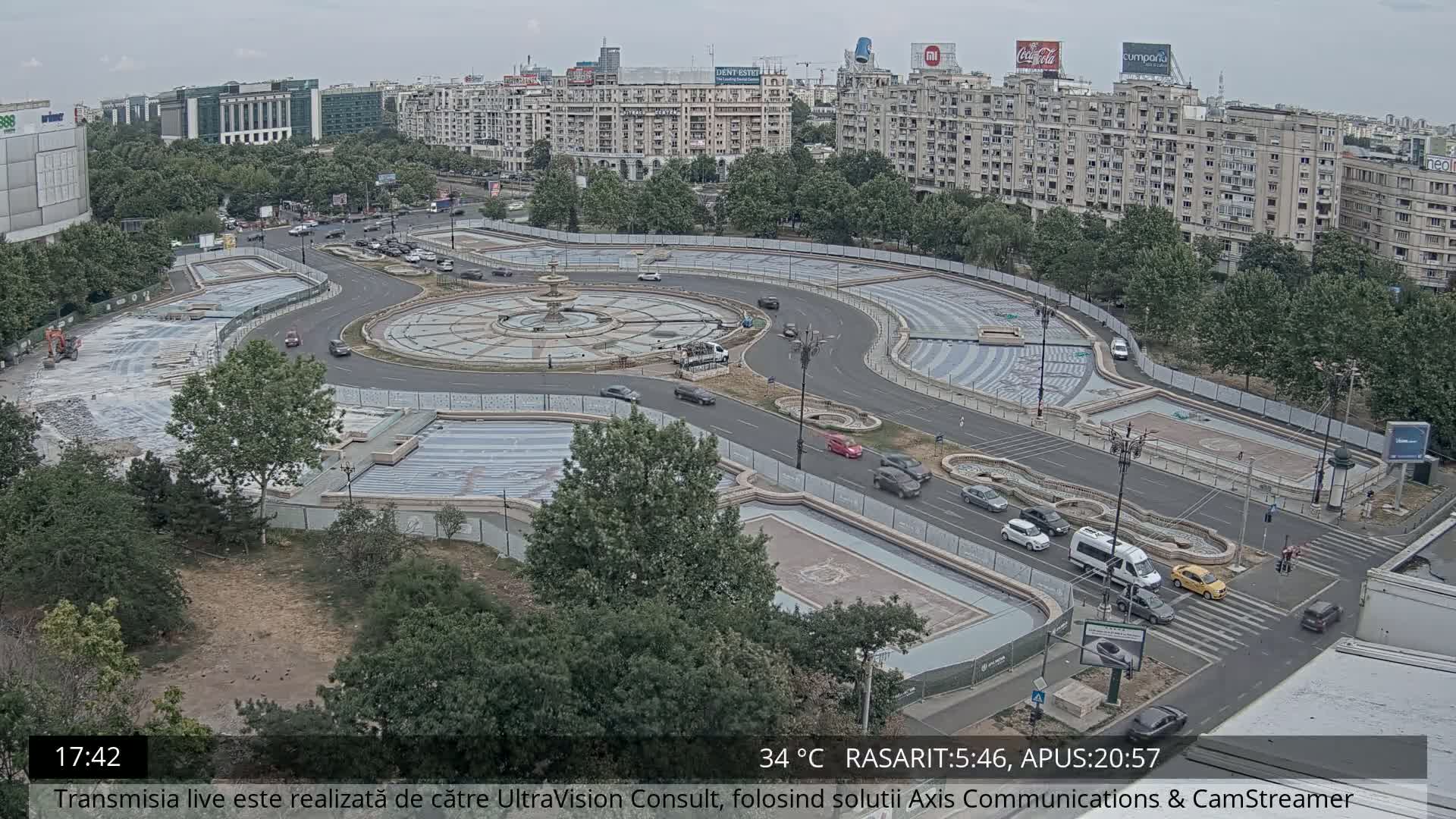 Bucharest from Piata Unirii Union Square Skyline Live Cam - Unirii, Sector 3, Bucharest, Romania