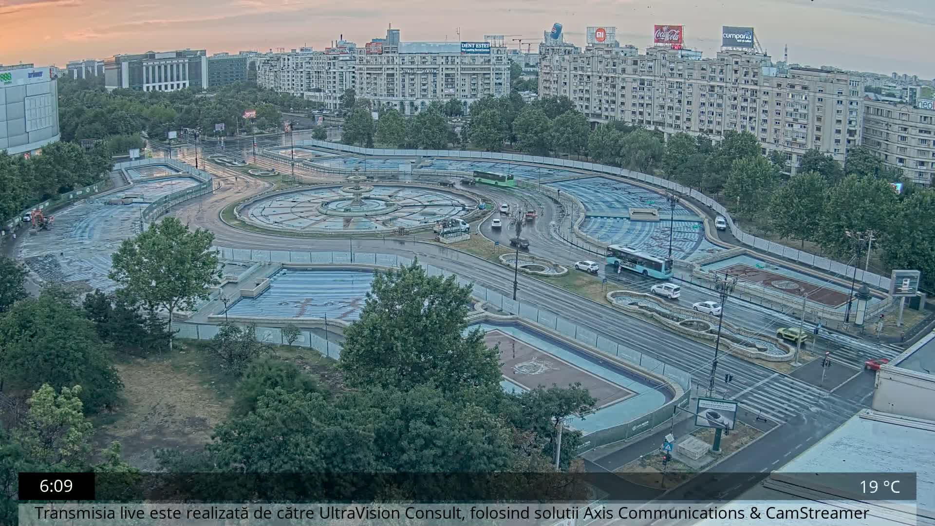 Bucharest from Piata Unirii Union Square Skyline Live Cam - Unirii, Sector 3, Bucharest, Romania