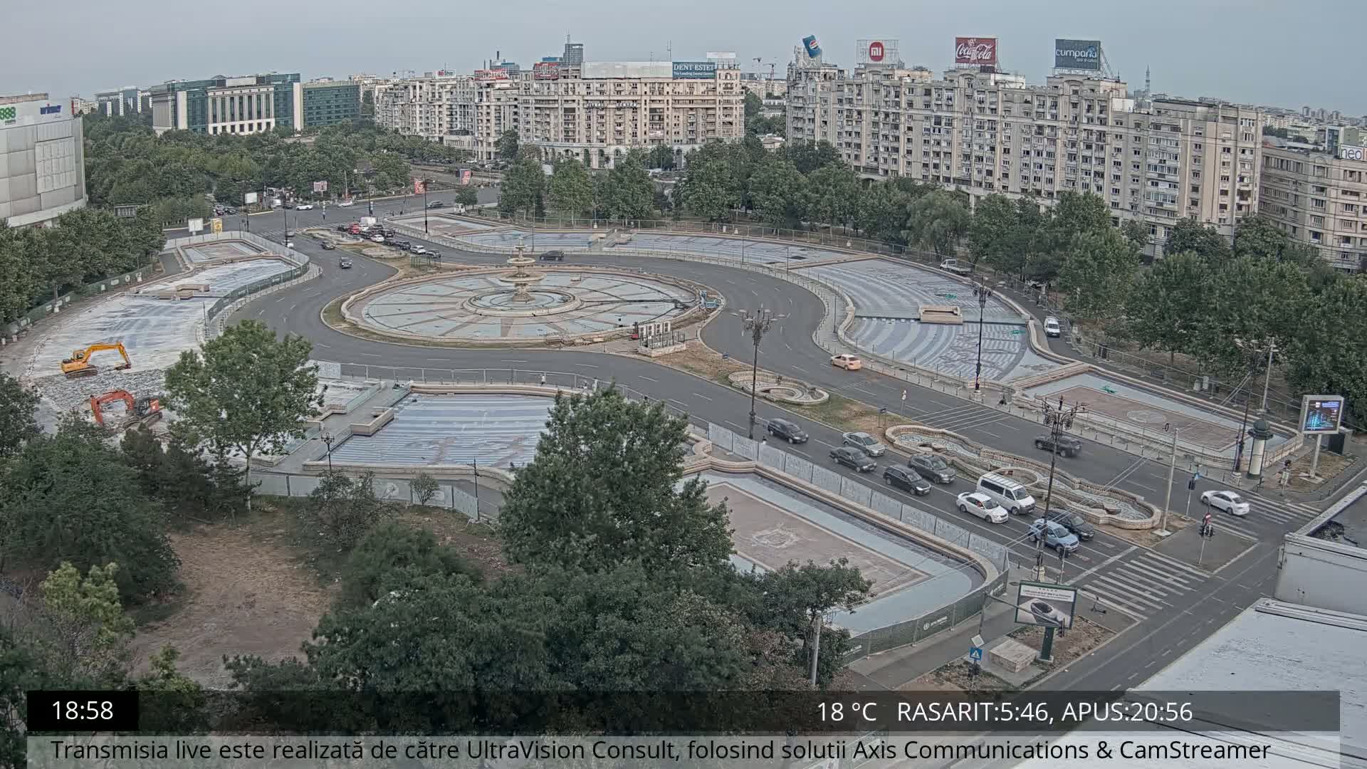 Bucharest from Piata Unirii Union Square Skyline Live Cam - Unirii, Sector 3, Bucharest, Romania