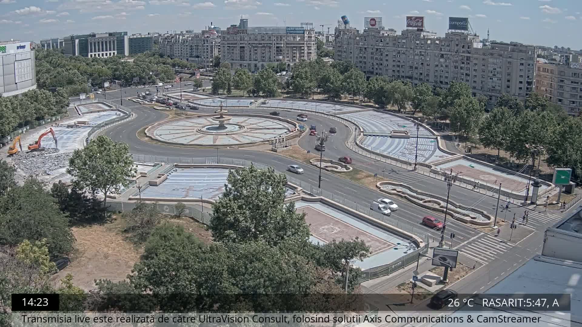 Bucharest from Piata Unirii Union Square Skyline Live Cam - Unirii, Sector 3, Bucharest, Romania