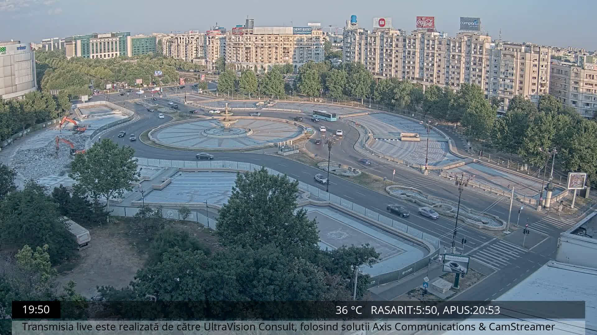 Bucharest from Piata Unirii Union Square Skyline Live Cam - Unirii, Sector 3, Bucharest, Romania