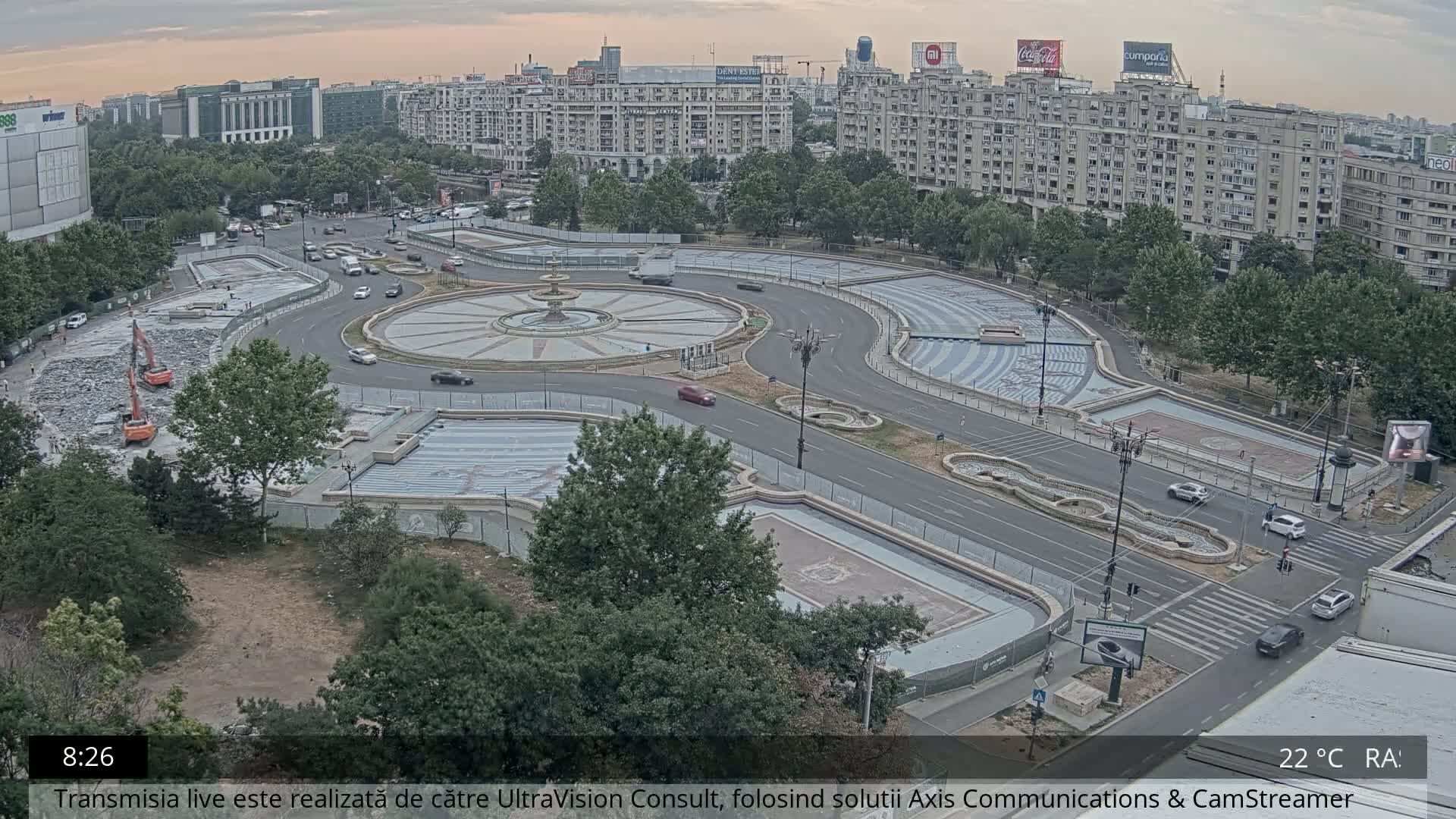 Bucharest from Piata Unirii Union Square Skyline Live Cam - Unirii, Sector 3, Bucharest, Romania