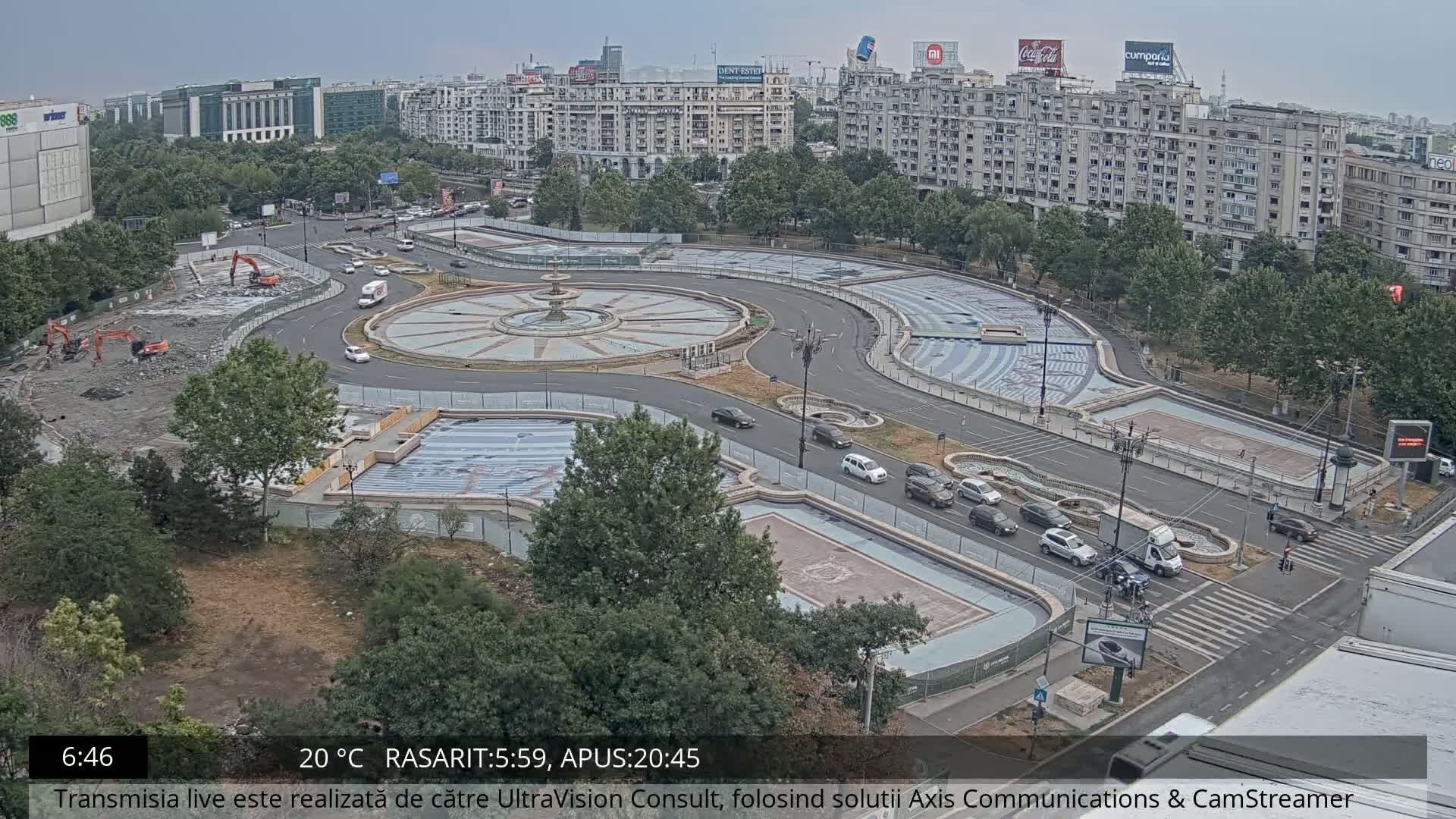 Bucharest from Piata Unirii Union Square Skyline Live Cam - Unirii, Sector 3, Bucharest, Romania