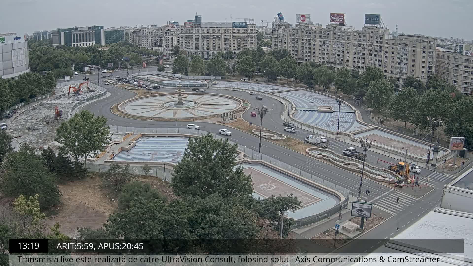 Bucharest from Piata Unirii Union Square Skyline Live Cam - Unirii, Sector 3, Bucharest, Romania