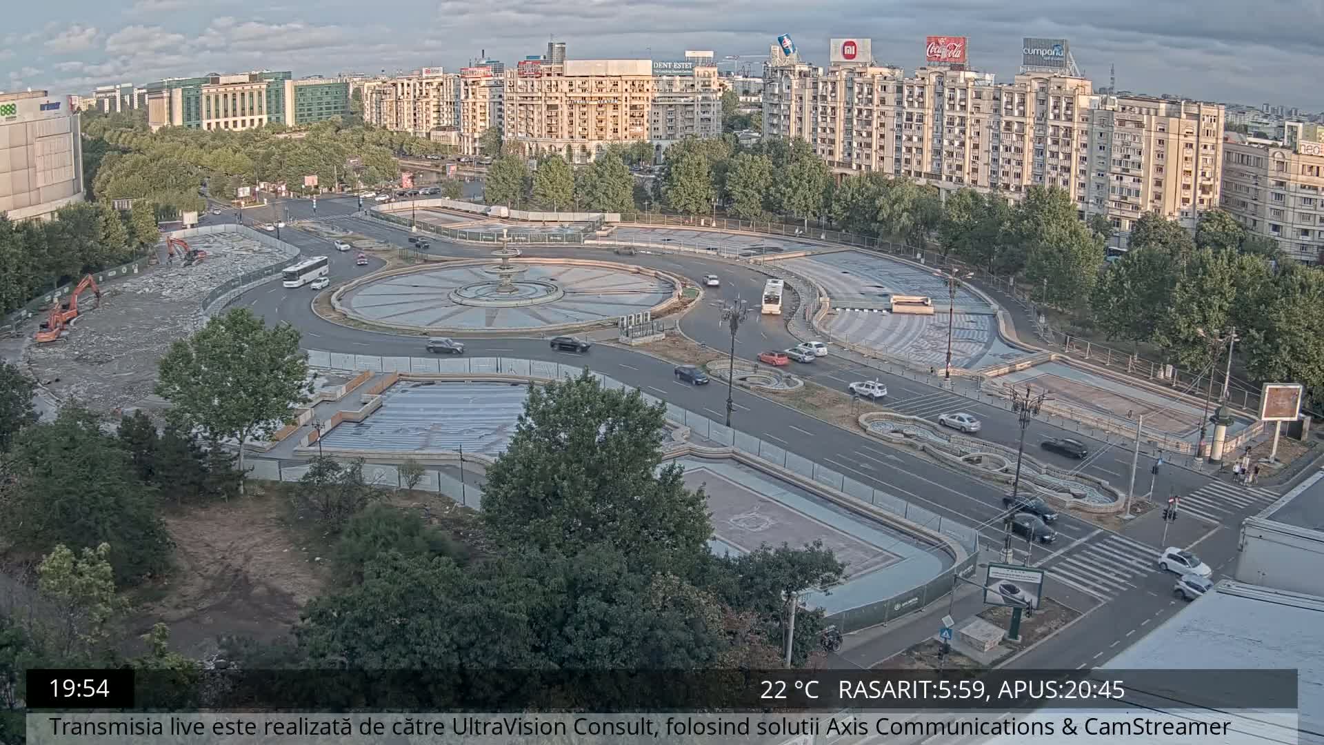 Bucharest from Piata Unirii Union Square Skyline Live Cam - Unirii, Sector 3, Bucharest, Romania