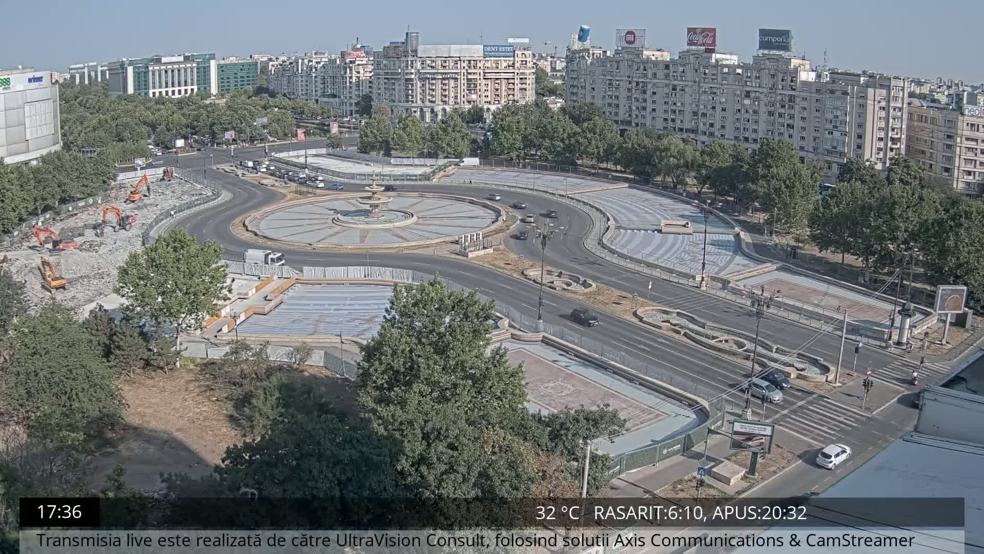 Bucharest from Piata Unirii Union Square Skyline Live Cam - Unirii, Sector 3, Bucharest, Romania