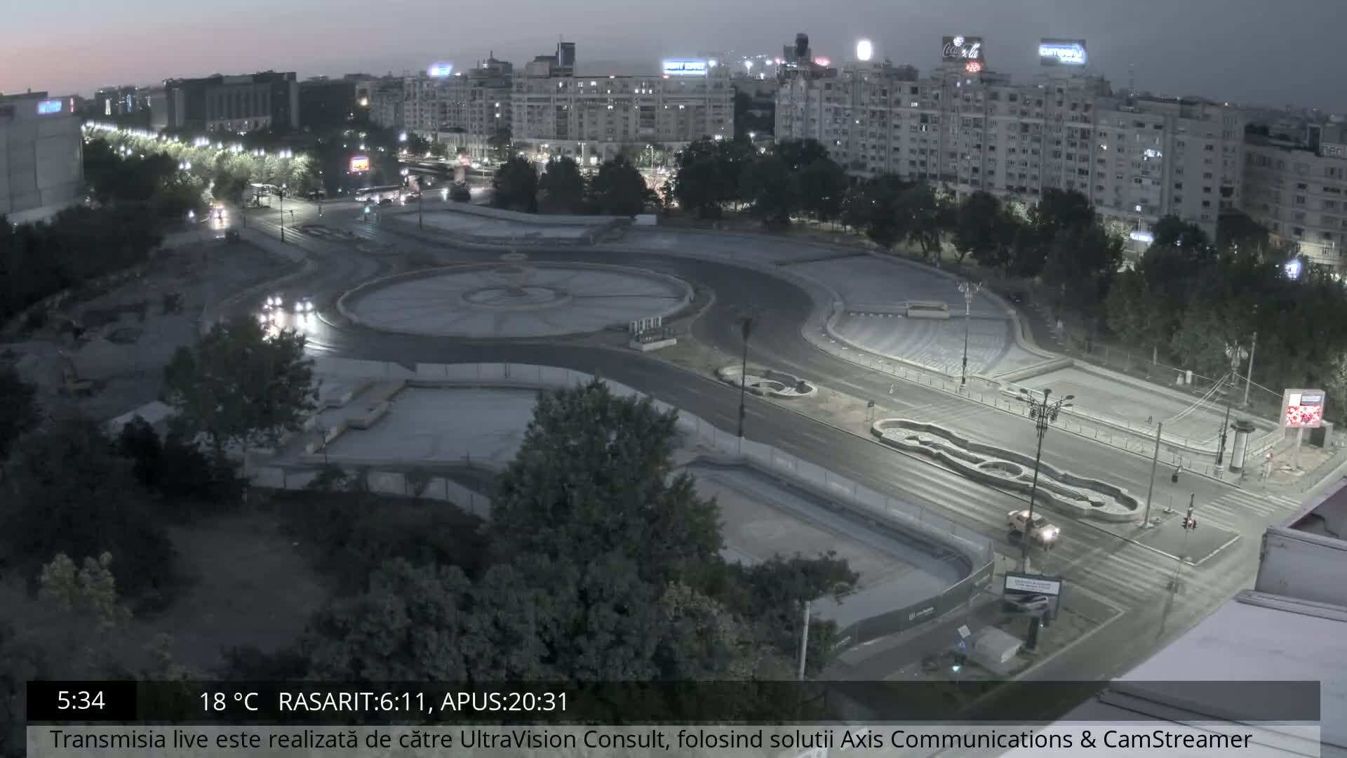 Bucharest from Piata Unirii Union Square Skyline Live Cam - Unirii, Sector 3, Bucharest, Romania