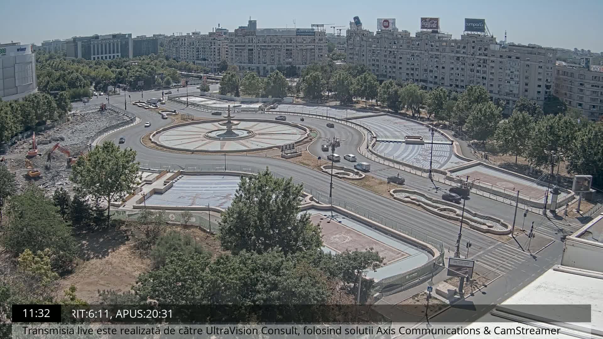 Bucharest from Piata Unirii Union Square Skyline Live Cam - Unirii, Sector 3, Bucharest, Romania