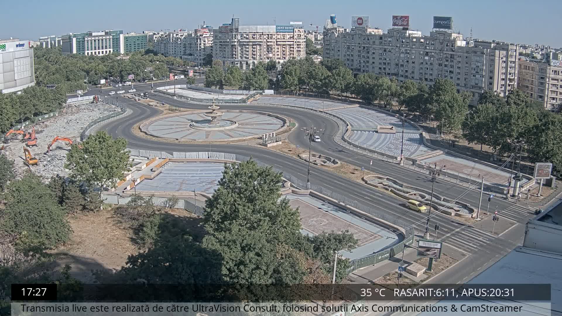 Bucharest from Piata Unirii Union Square Skyline Live Cam - Unirii, Sector 3, Bucharest, Romania