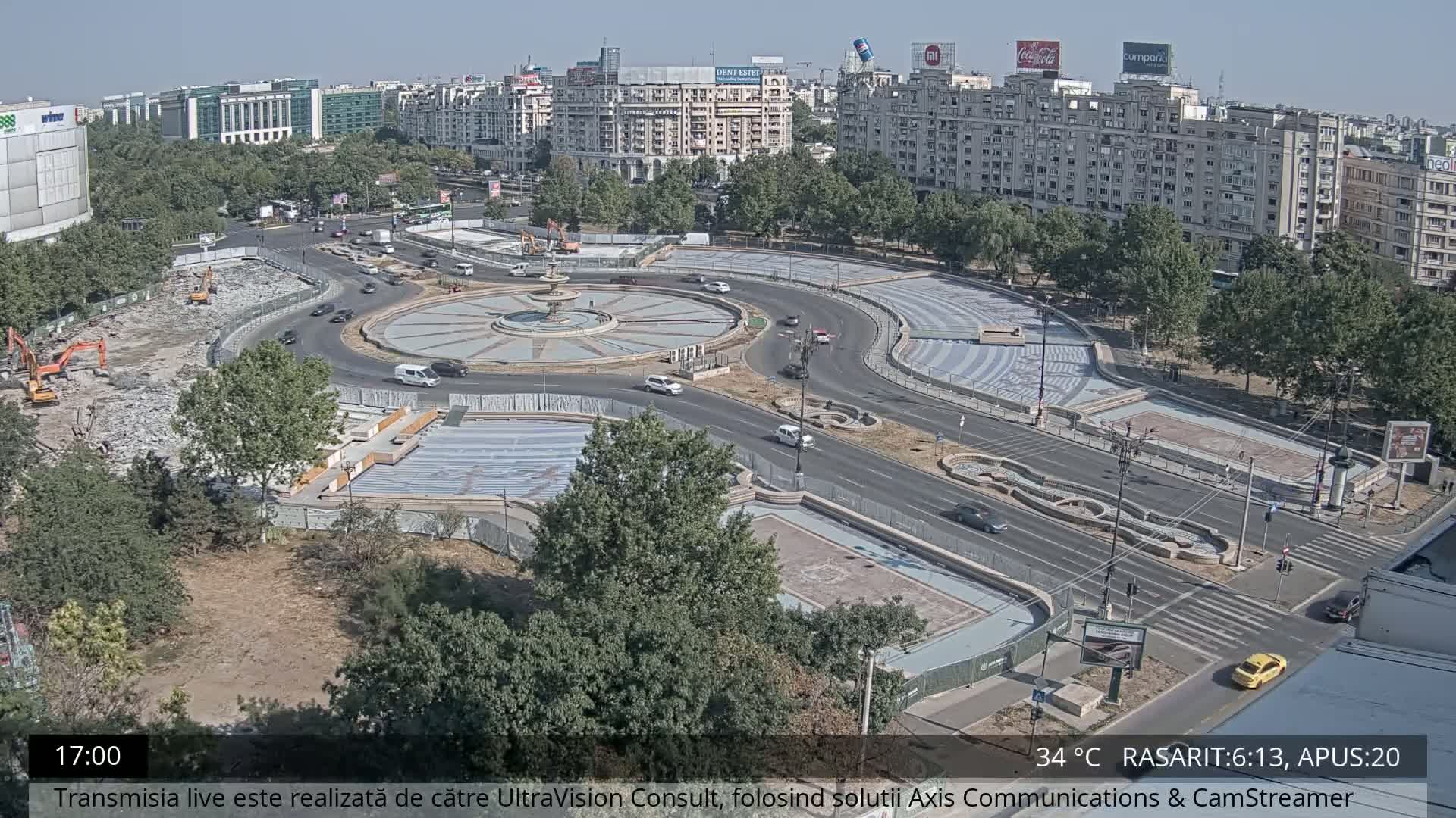 Bucharest from Piata Unirii Union Square Skyline Live Cam - Unirii, Sector 3, Bucharest, Romania