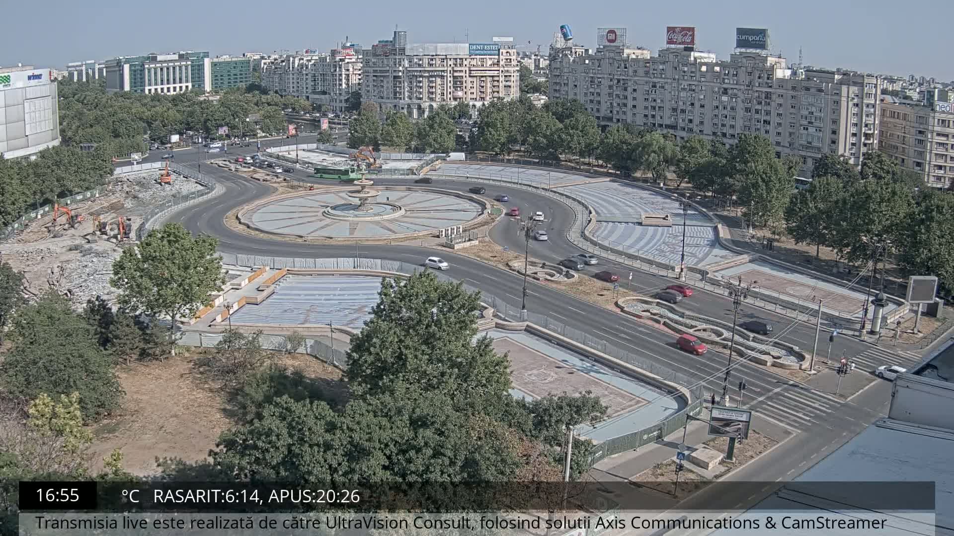Bucharest from Piata Unirii Union Square Skyline Live Cam - Unirii, Sector 3, Bucharest, Romania
