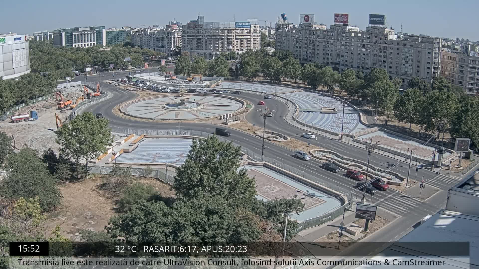 Bucharest from Piata Unirii Union Square Skyline Live Cam - Unirii, Sector 3, Bucharest, Romania