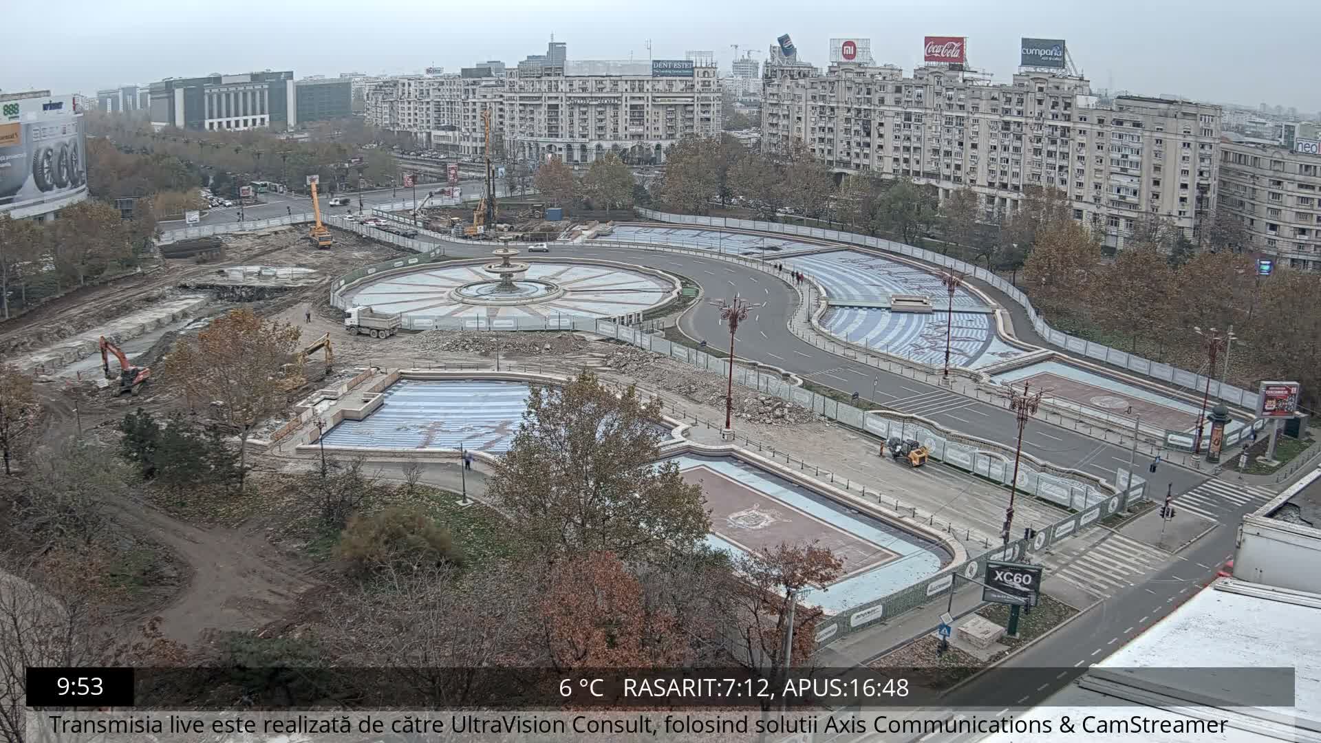 Bucharest from Piata Unirii Union Square Skyline Live Cam - Unirii, Sector 3, Bucharest, Romania