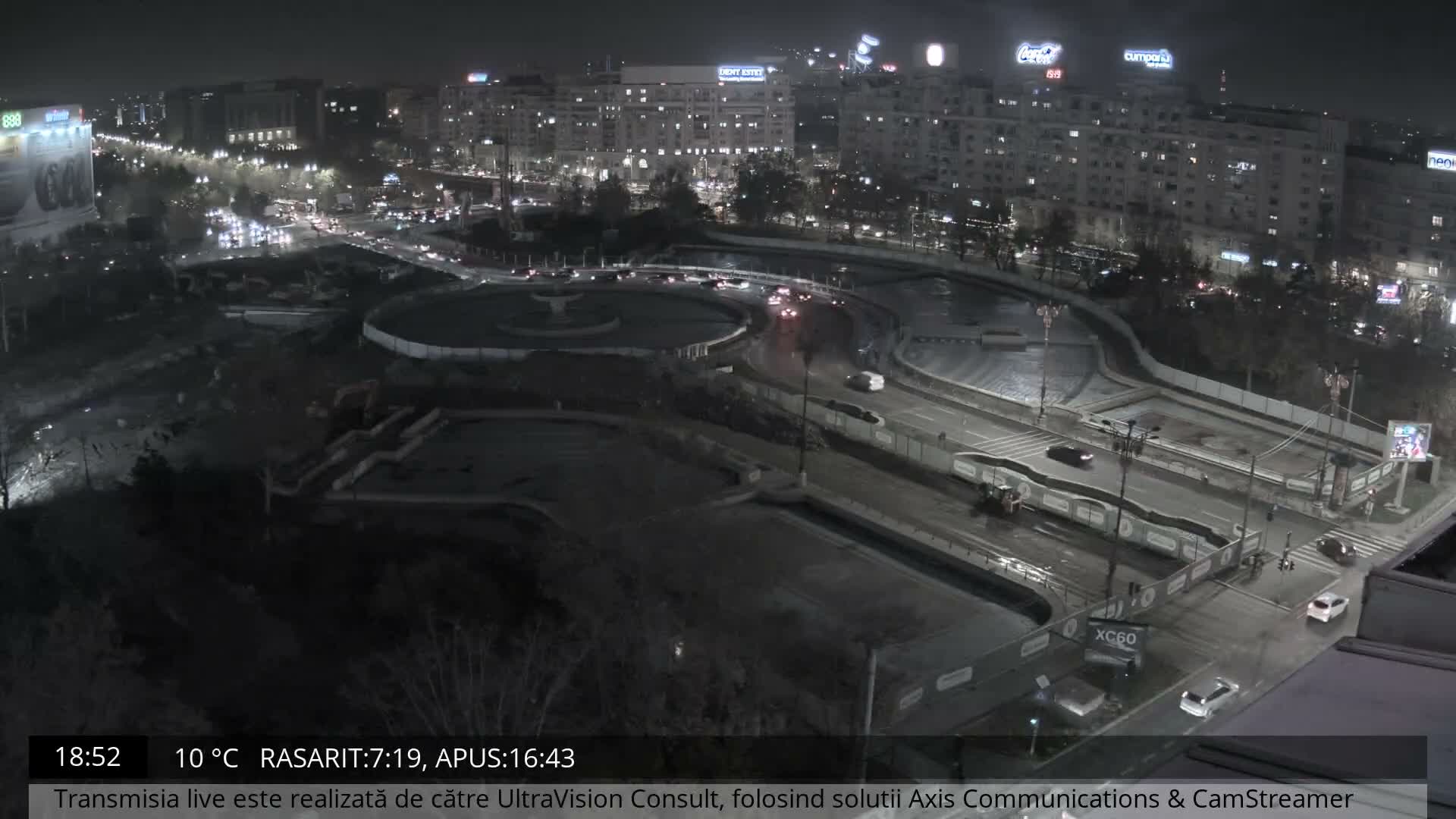 Bucharest from Piata Unirii Union Square Skyline Live Cam - Unirii, Sector 3, Bucharest, Romania