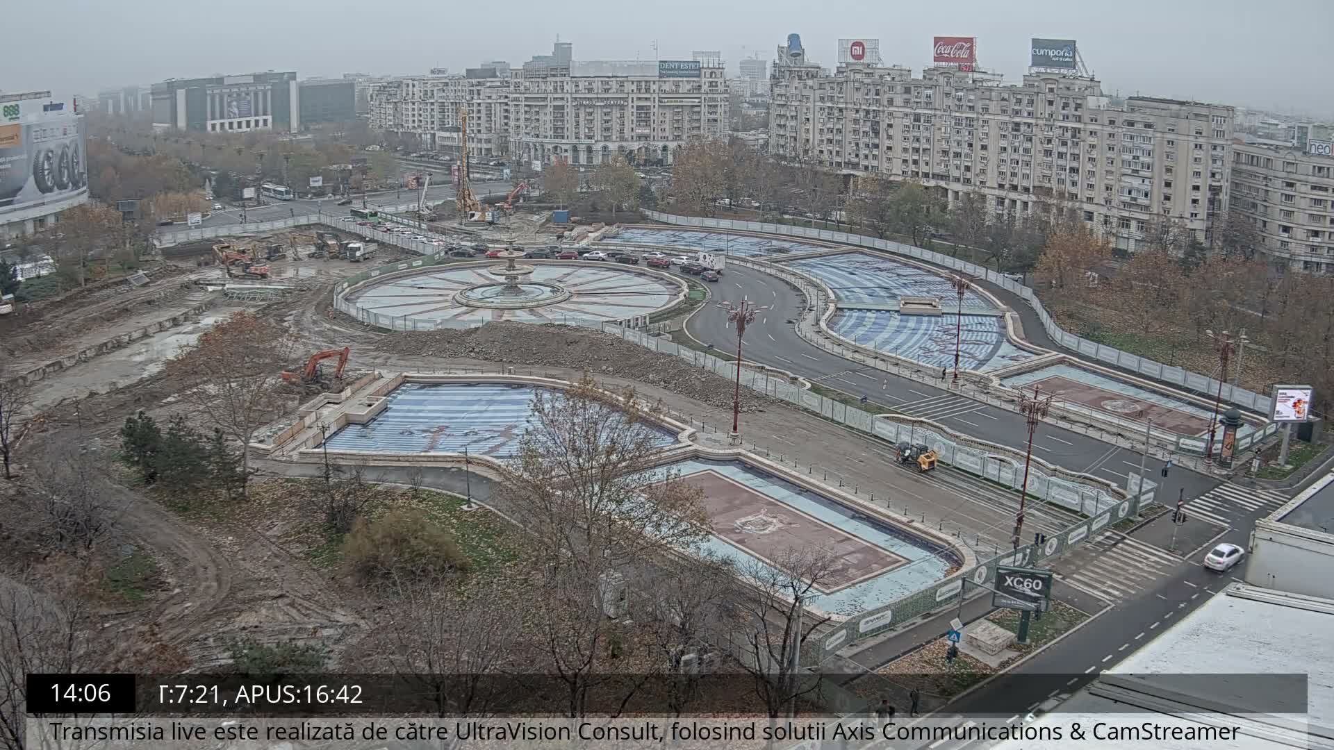 Bucharest from Piata Unirii Union Square Skyline Live Cam - Unirii, Sector 3, Bucharest, Romania