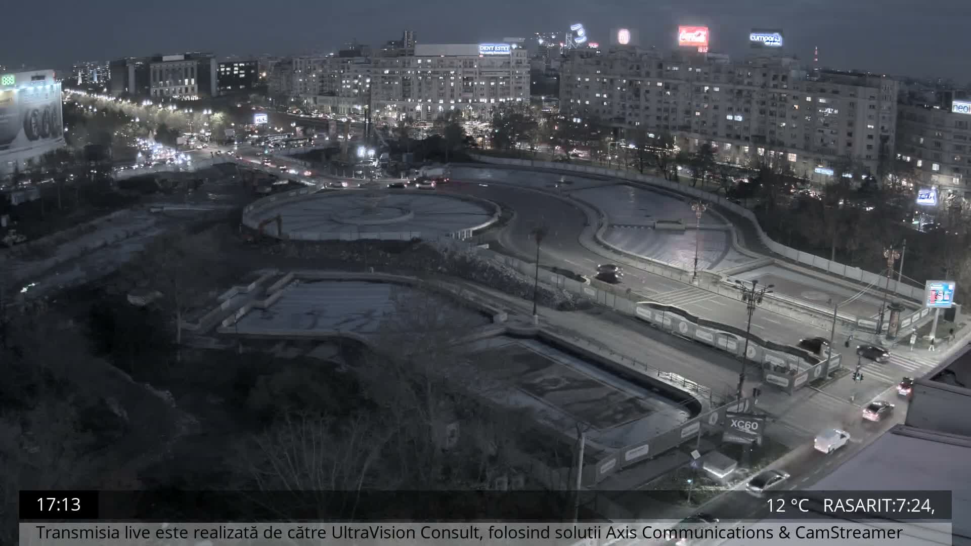 Bucharest from Piata Unirii Union Square Skyline Live Cam - Unirii, Sector 3, Bucharest, Romania