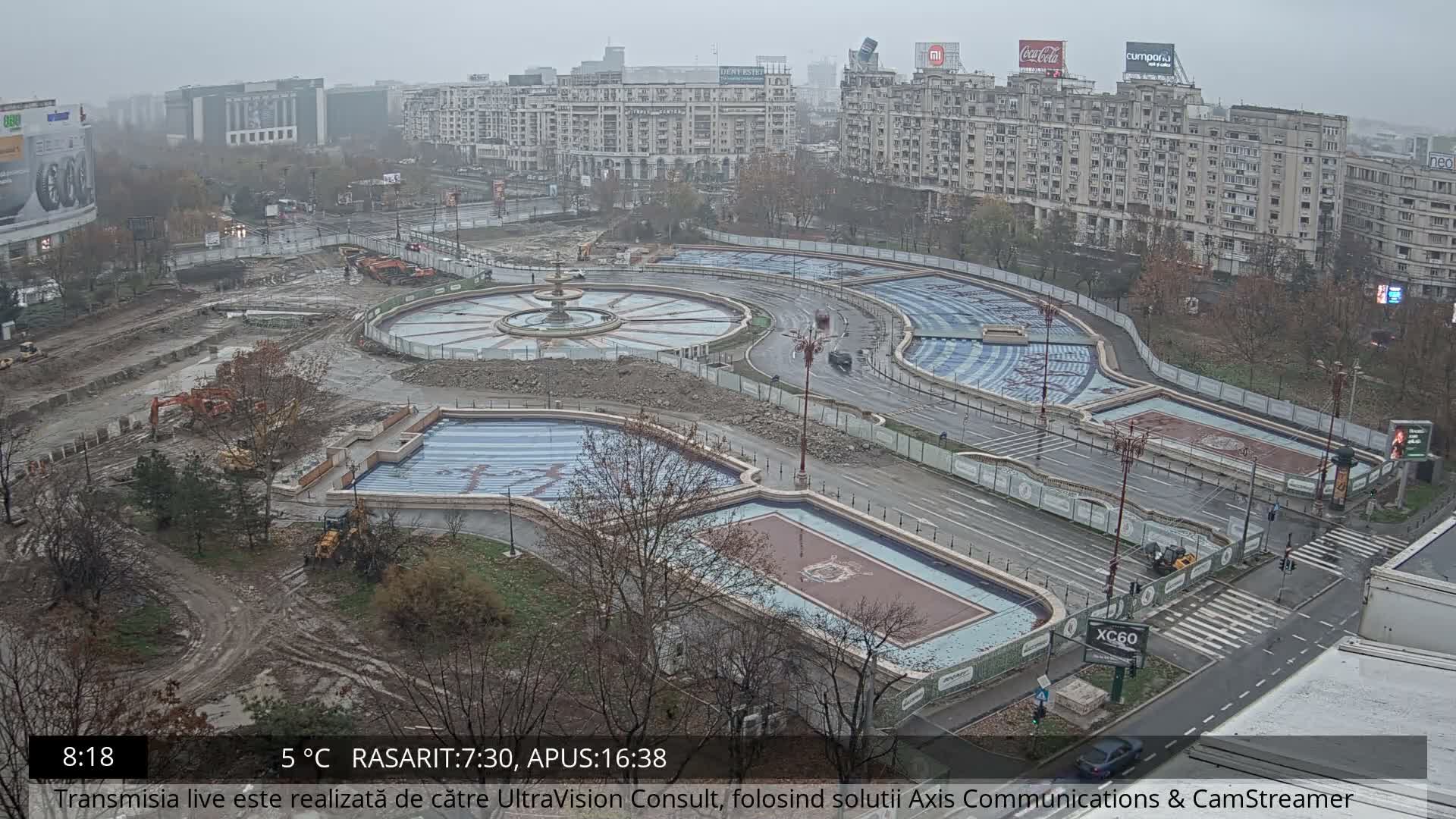 Bucharest from Piata Unirii Union Square Skyline Live Cam - Unirii, Sector 3, Bucharest, Romania